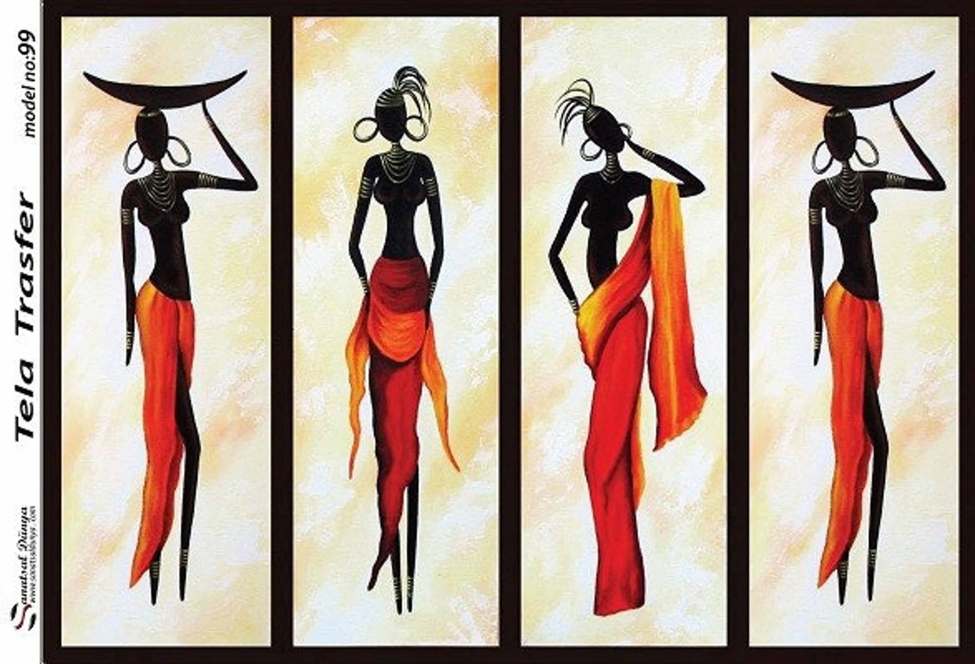 African Woman - Decorative Decoupage Paper - for Furniture - Large Size Options [ Black Brown Red Yellow ]