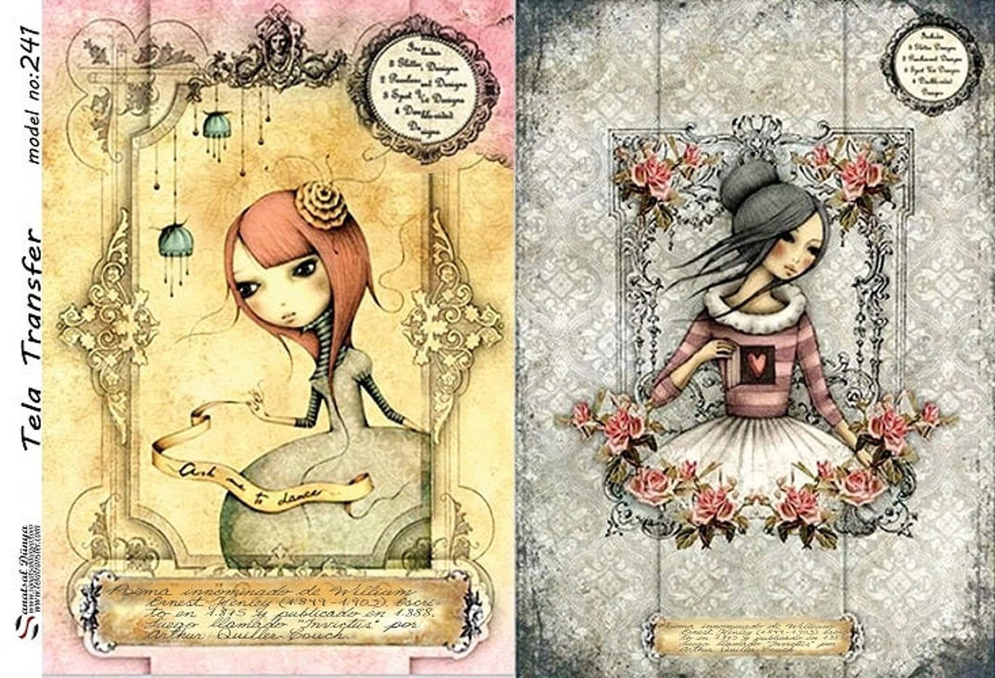 Cartoon Girl Character - Decorative Decoupage Paper - for Furniture - Large Size Options [ Yellow Pink Black ]