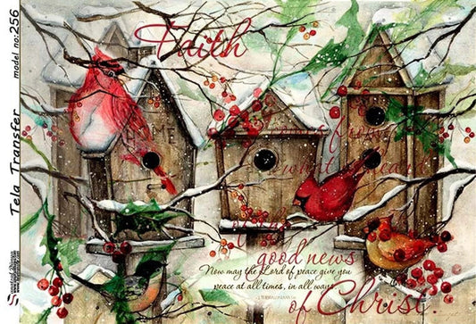 Bird Nest - Decorative Decoupage Paper - for Furniture - Large Size Options [ Red Green White Brown ]