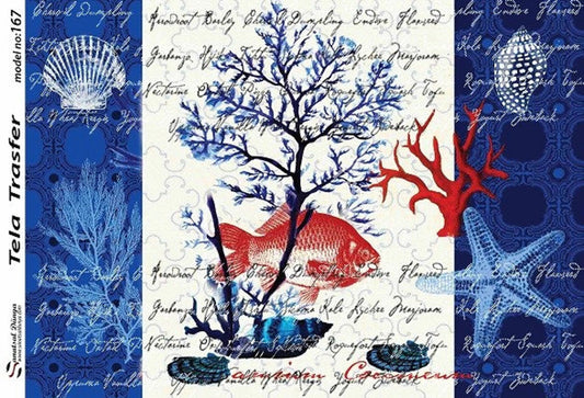 Sea - Decorative Decoupage Paper - for Furniture - Large Size Options [ Blue Red ]