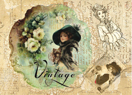 Vintage Women - Decorative Decoupage Paper - Furniture - Big Size Options