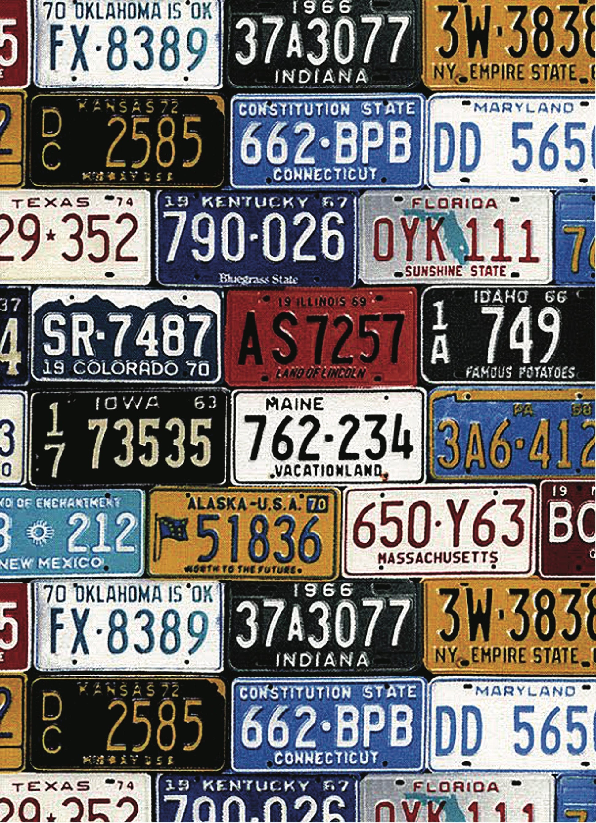 Licence Plate - Indiana - Maryland - MA - Decorative Decoupage Paper - Mulberry Tissue - 1 A3 Sheet