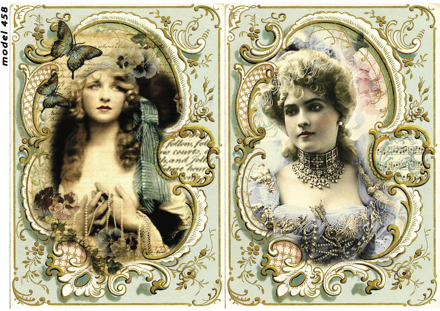 Women - Shabby Chic Girly Vintage - Decorative Decoupage Paper - Paper for Renovation - Big Size Options
