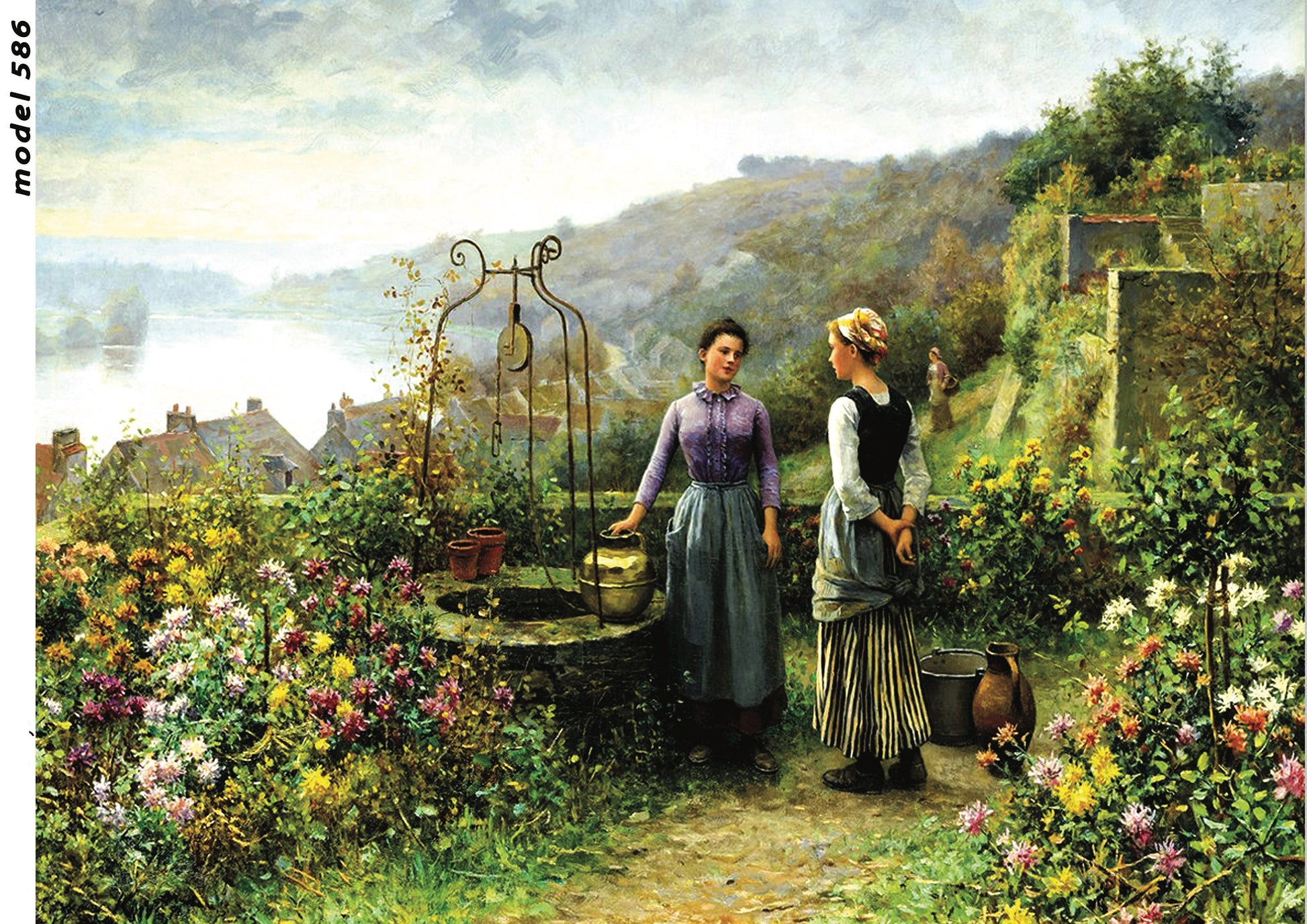 Women - Water Well - River - Flowers - Decorative Decoupage Paper - Paper for Renovation - Big Size Options