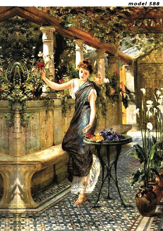 Beautiful Women - Garden - Flowers - Decorative Decoupage Paper - Mulberry Tissue - Big Size Options