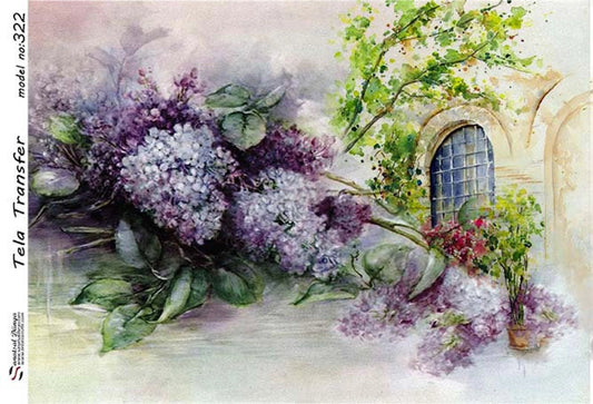 Floral Oil Painting - Decorative Decoupage Paper - for Furniture - Large Size Options [ Purple Green Blue ]