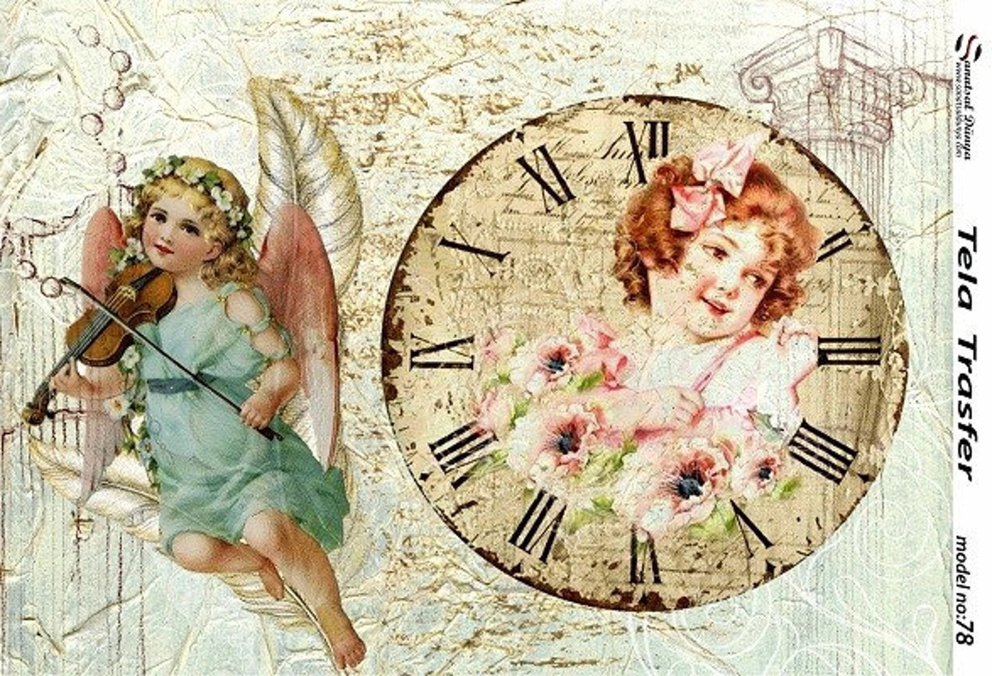 Angel Violin Decoupage Paper - Furniture, Scrapbook, Craft