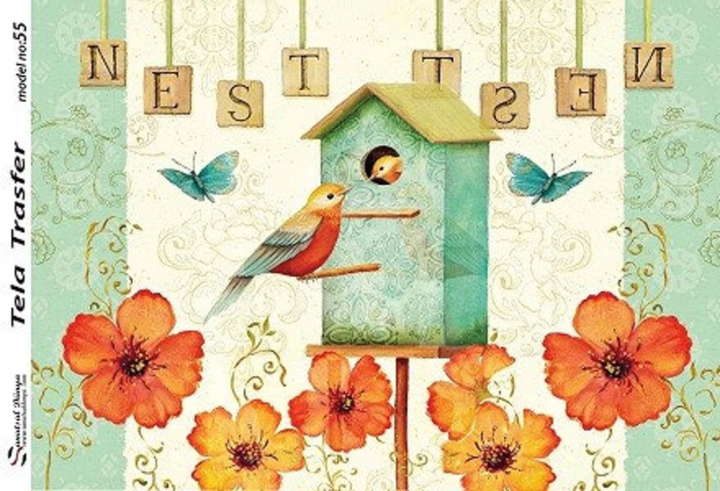 Bird & Floral Decoupage Paper - Furniture Craft Paper