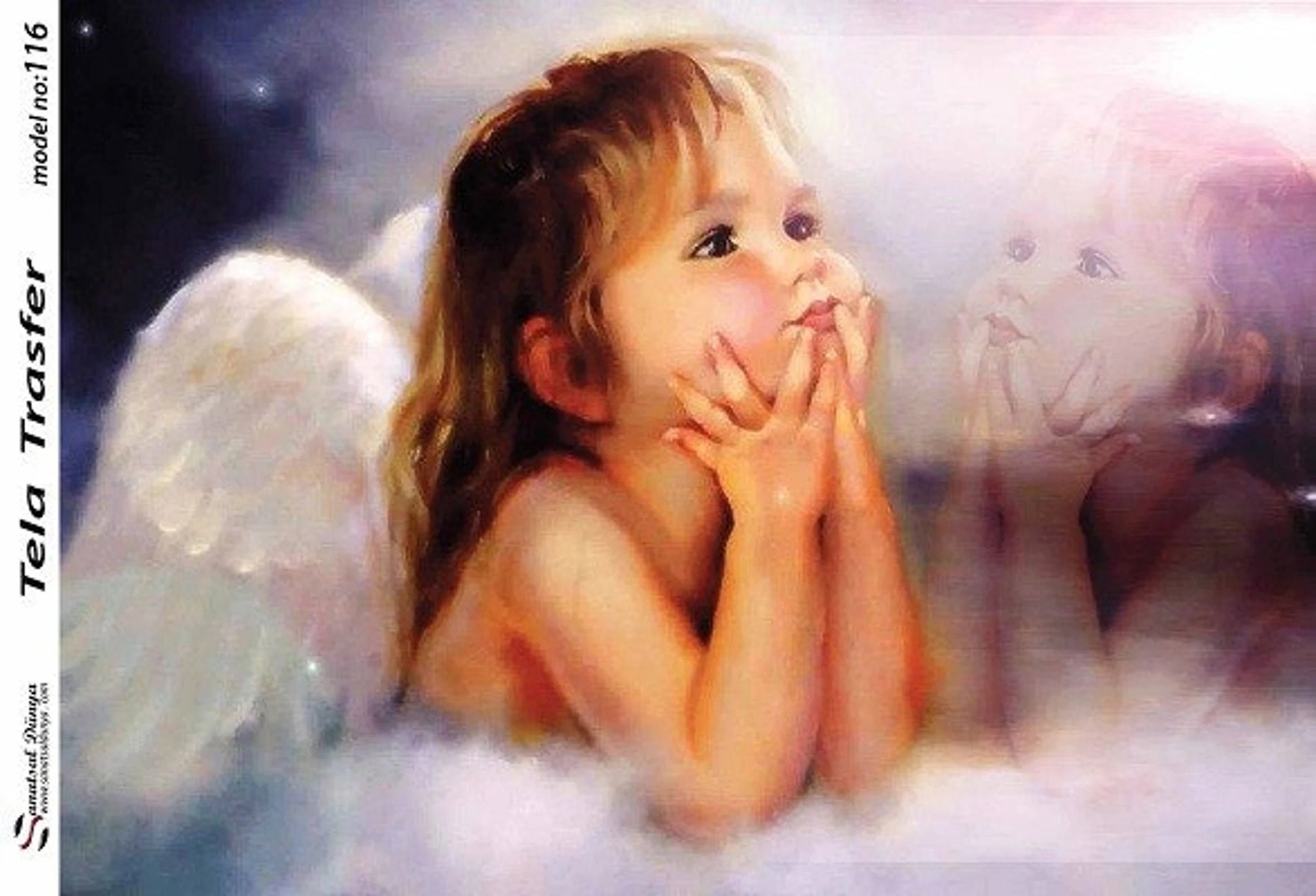 Baby Angel - Cloud - Decorative Decoupage Paper - for Furniture - Big Size Options [ Blue White ]