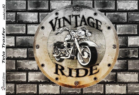 Vintage Motorbike - Decorative Decoupage Paper - for Furniture - Big Size Options [ Black White ]