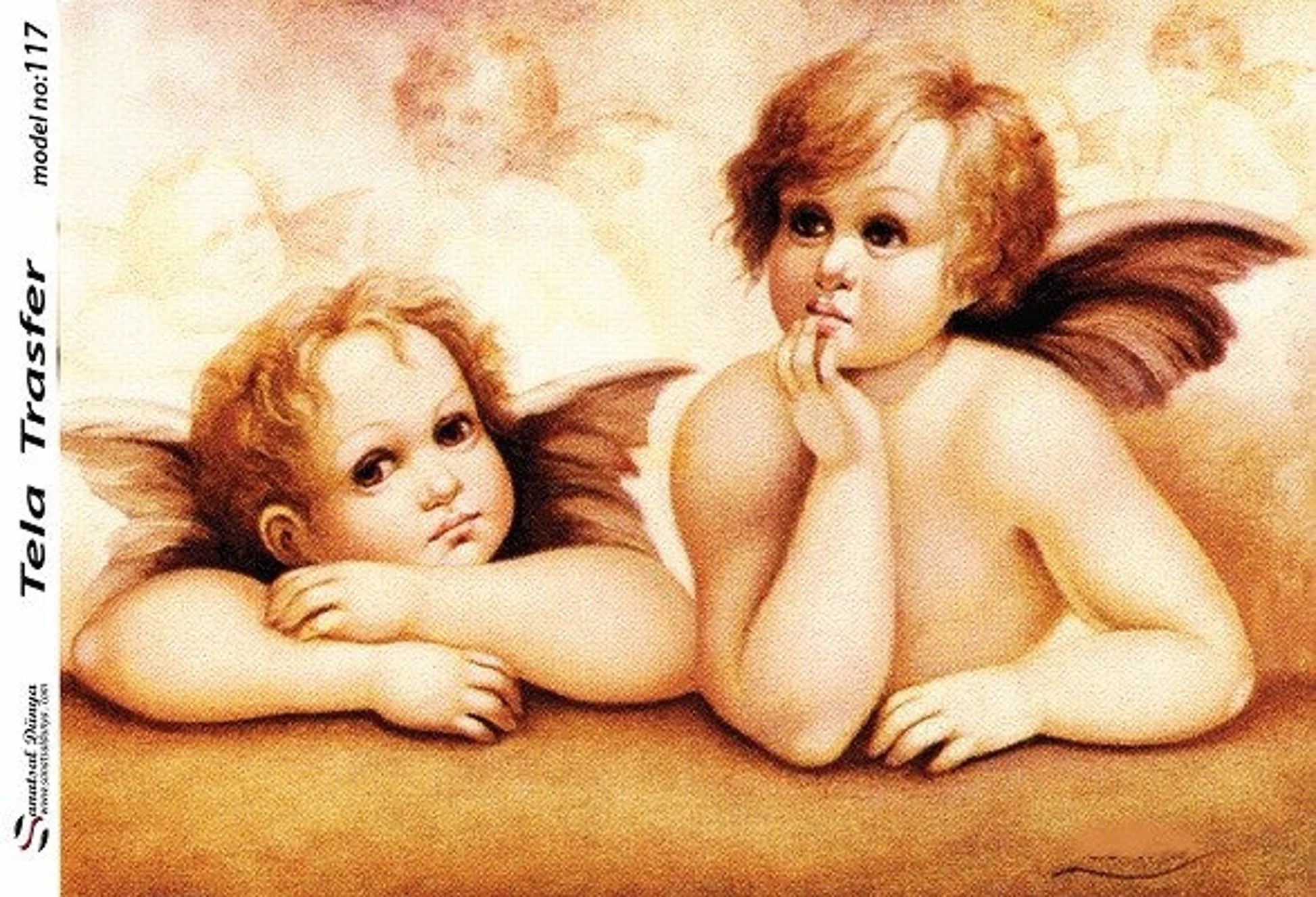 Baby Angels - Decorative Decoupage Paper - for Furniture - Big Size Options [ Brown White ]