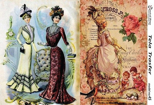 Vintage Clothes - Women - Decorative Decoupage Paper - for Furniture - Big Size Options [ Colorful ]