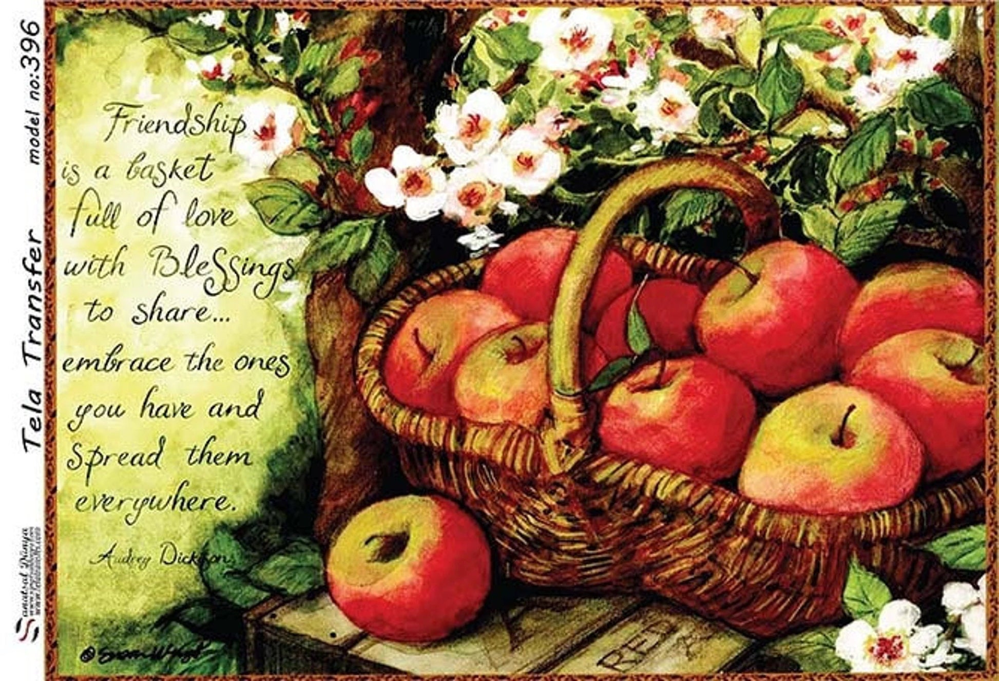 Basket of Apples - Decorative Decoupage Paper - for Furniture - Large Size Options [ Red Yellow Green ]
