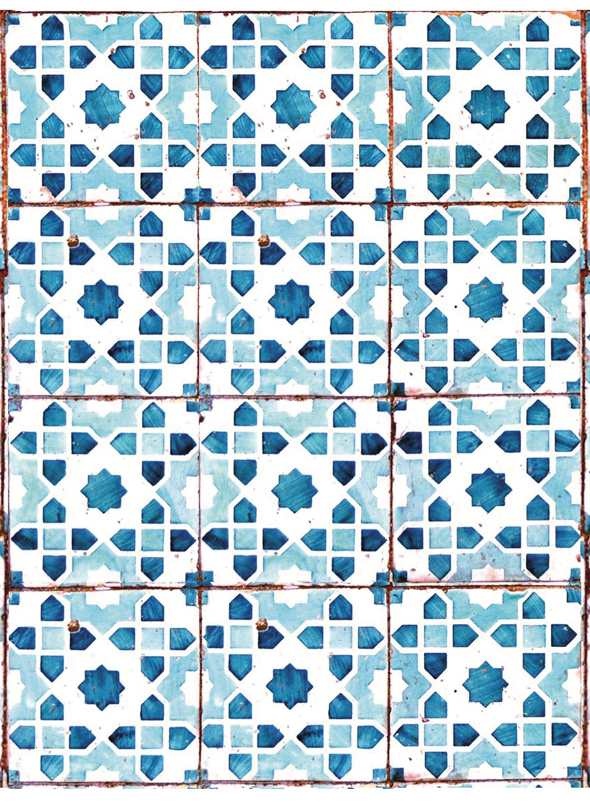 Geometric Tile Pattern - Decorative Decoupage Paper - Furniture - Big Size Options