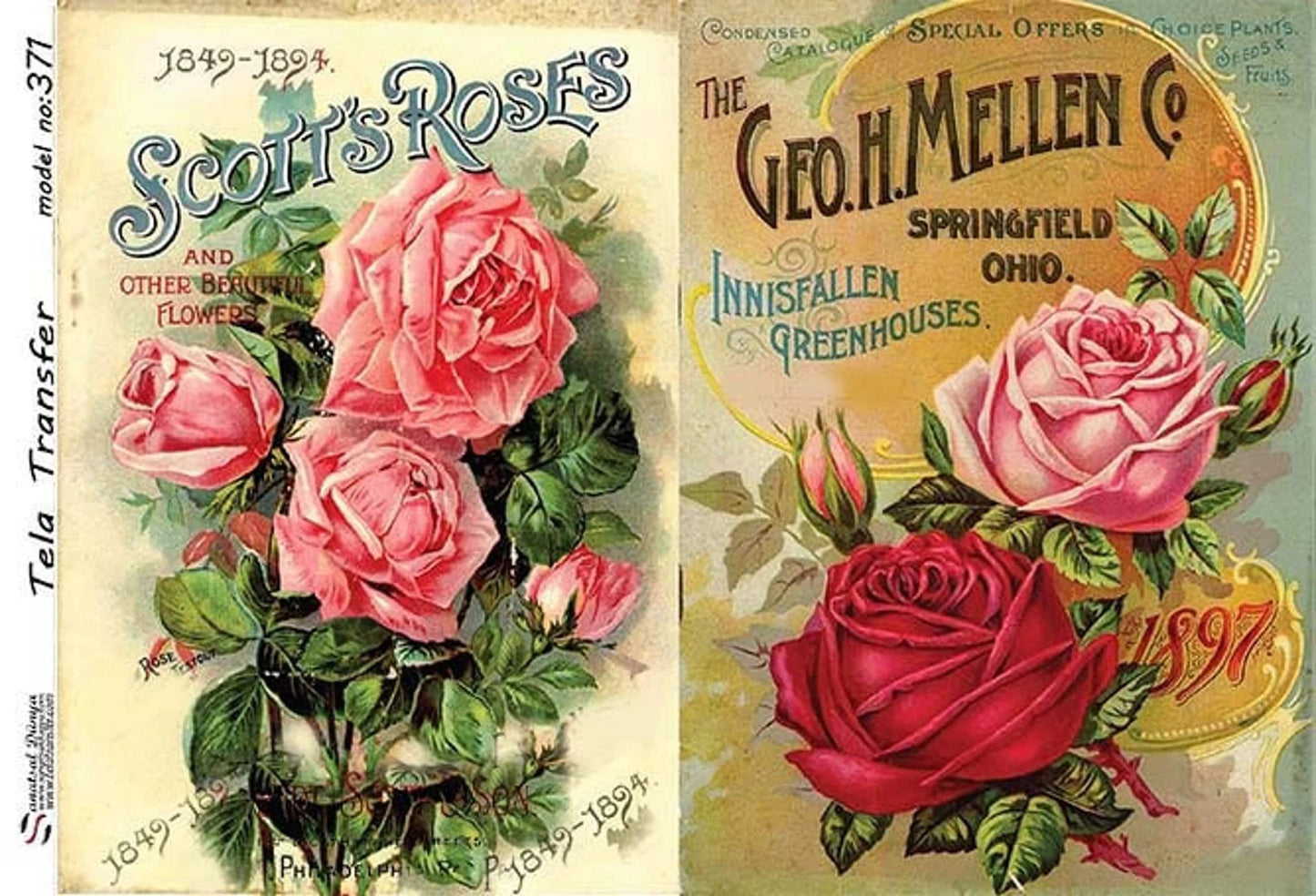 Floral Roses - Decorative Decoupage Paper - for Furniture [ Red Pink Green ]