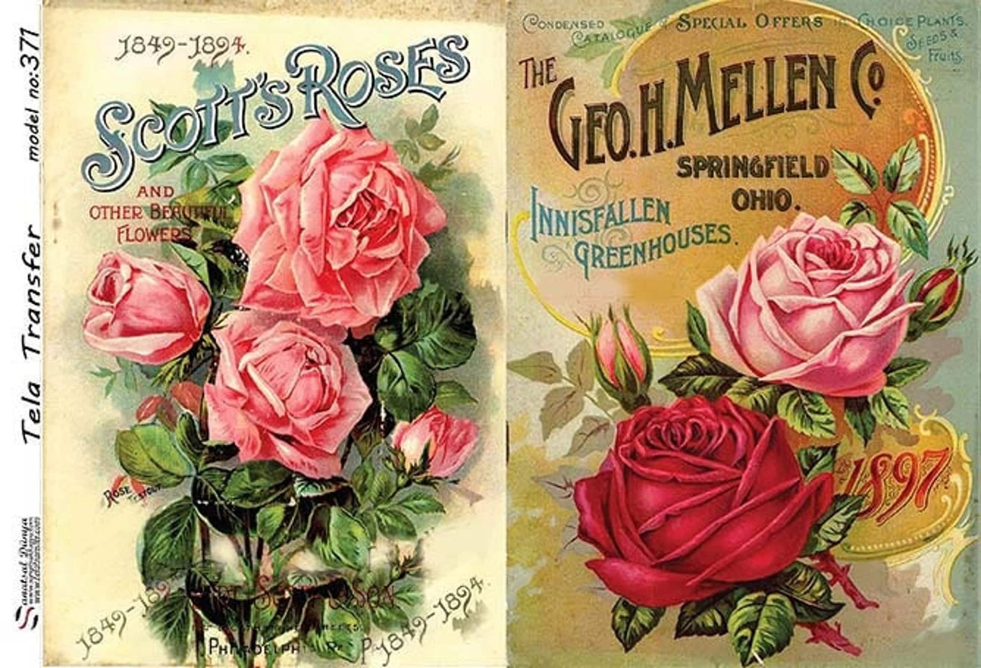 Floral Roses - Decorative Decoupage Paper - for Furniture [ Red Pink Green ]