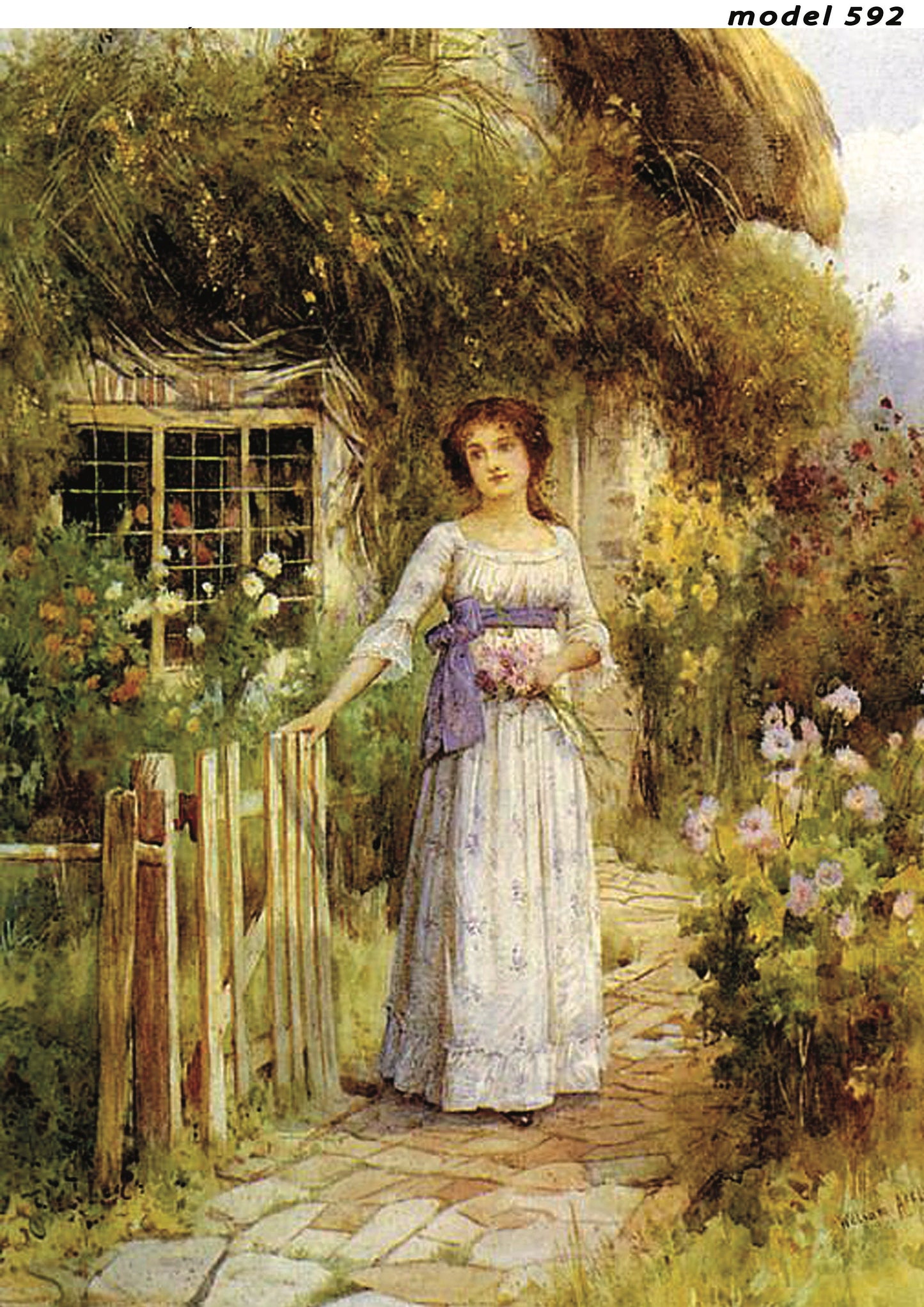 Women with Flowers - Garden - Pastoral - Decorative Decoupage Paper - Mulberry Tissue - Big Size Options