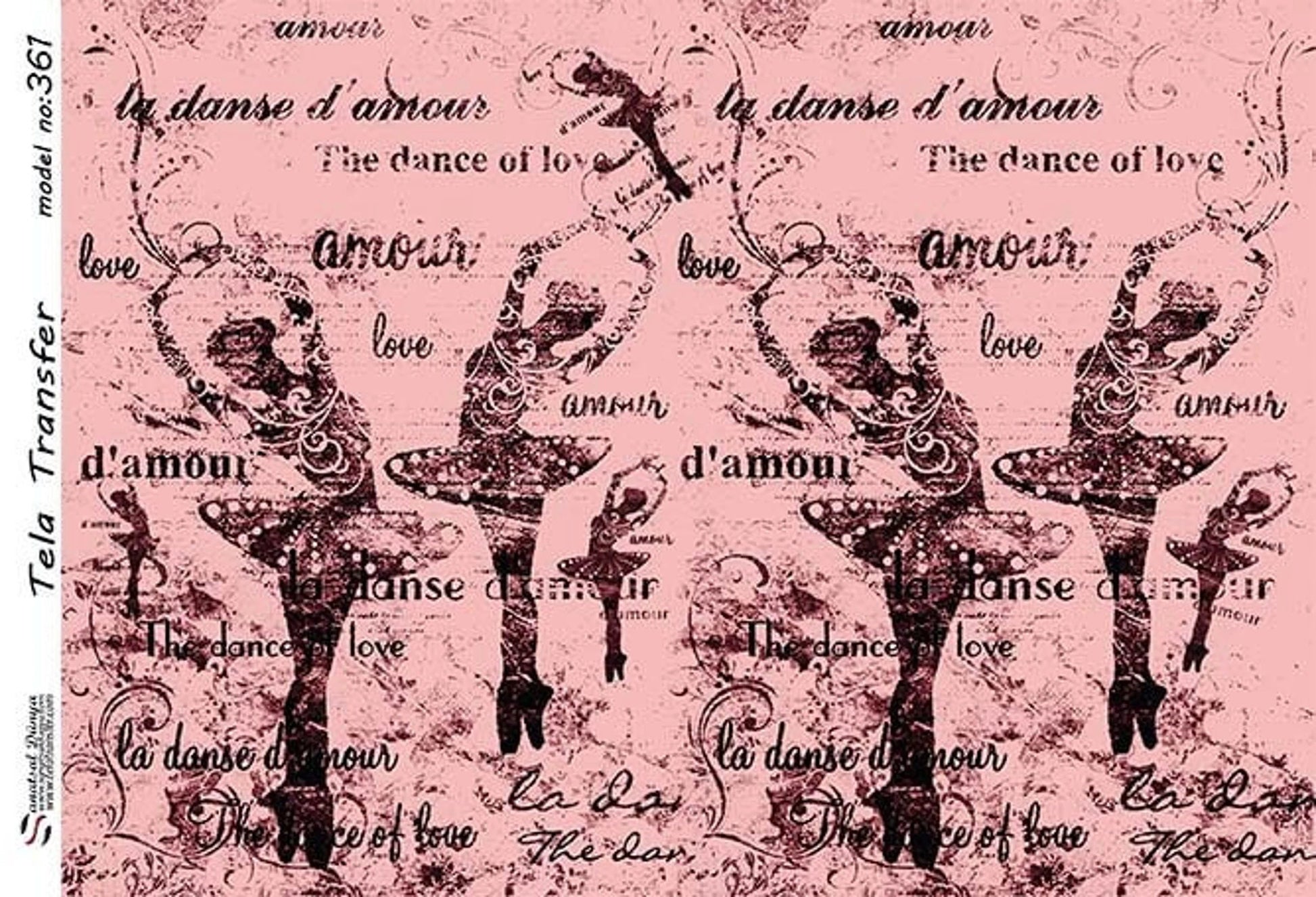 Ballerina - Decorative Decoupage Paper - for Furniture - Big Size Options [ Pink Brown Claret Red ]
