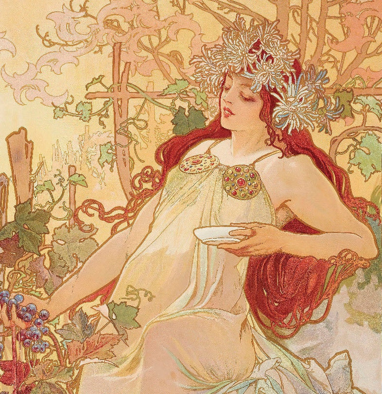 Red Hair Woman - Grape - Ancient Greek - Illustration Decorative Decoupage Paper - Rice Paper for Decoupage - Mulberry Tissue - 1 A3 Sheet