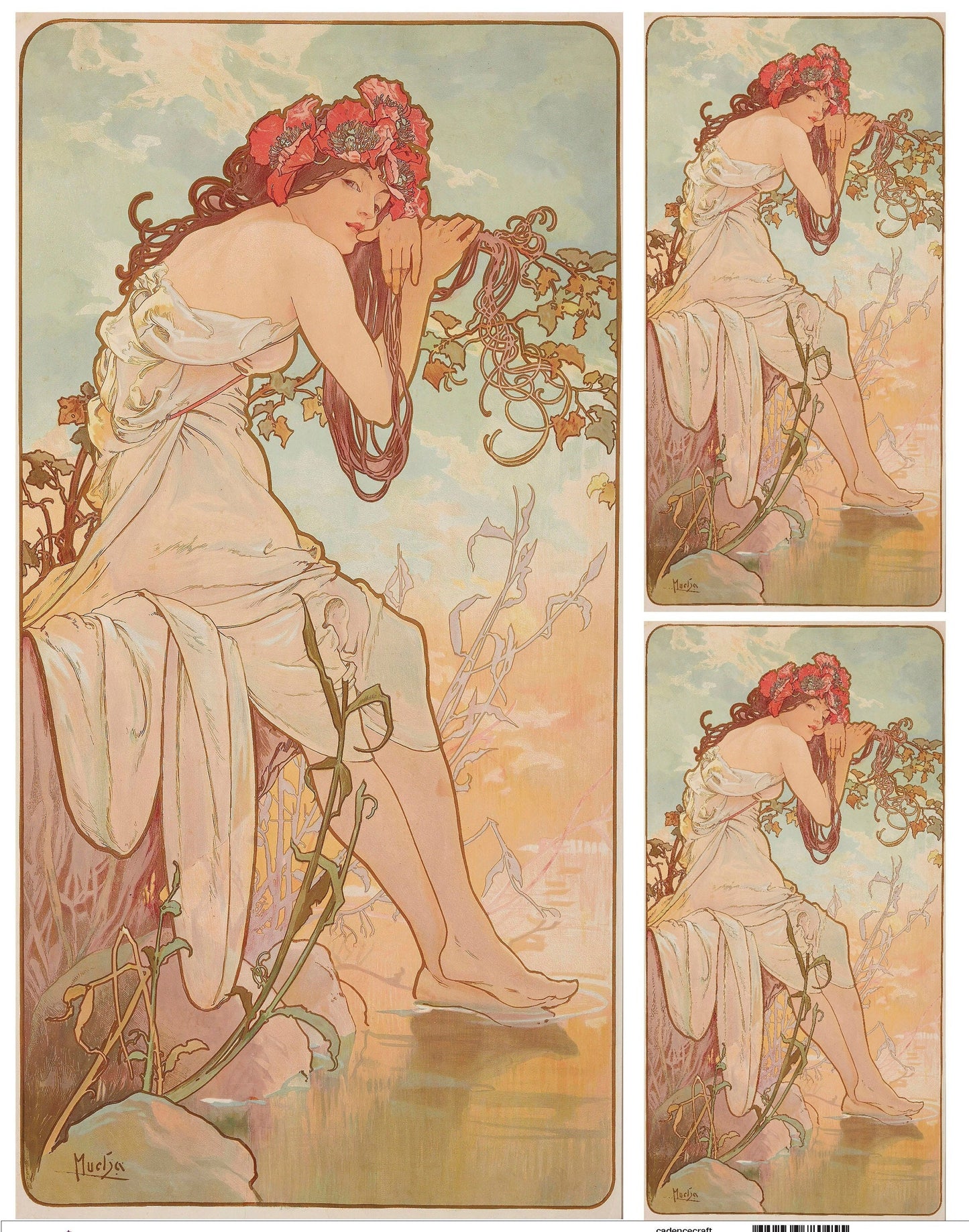 Red Head Woman Decoupage Paper - Mulberry Tissue