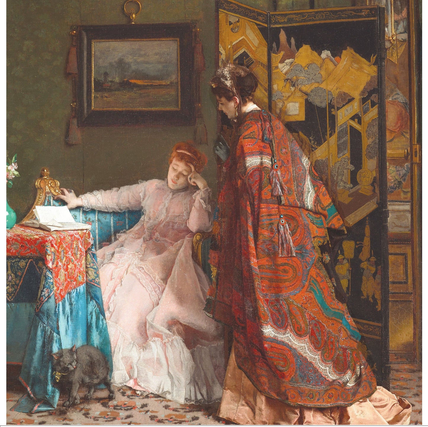 Large Decoupage Paper for Furniture - Rice Paper for Decoupage - Oil Painting The Visit