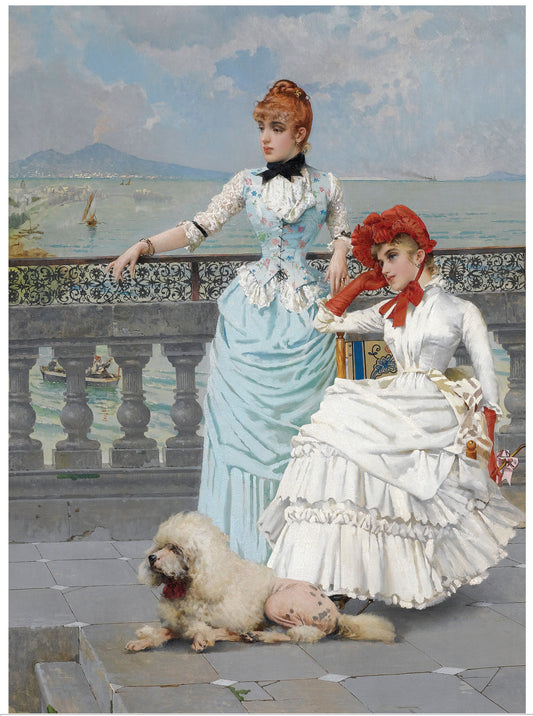 Large Decoupage Paper for Furniture - Rice Paper for Decoupage - Woman with Dog 1880s