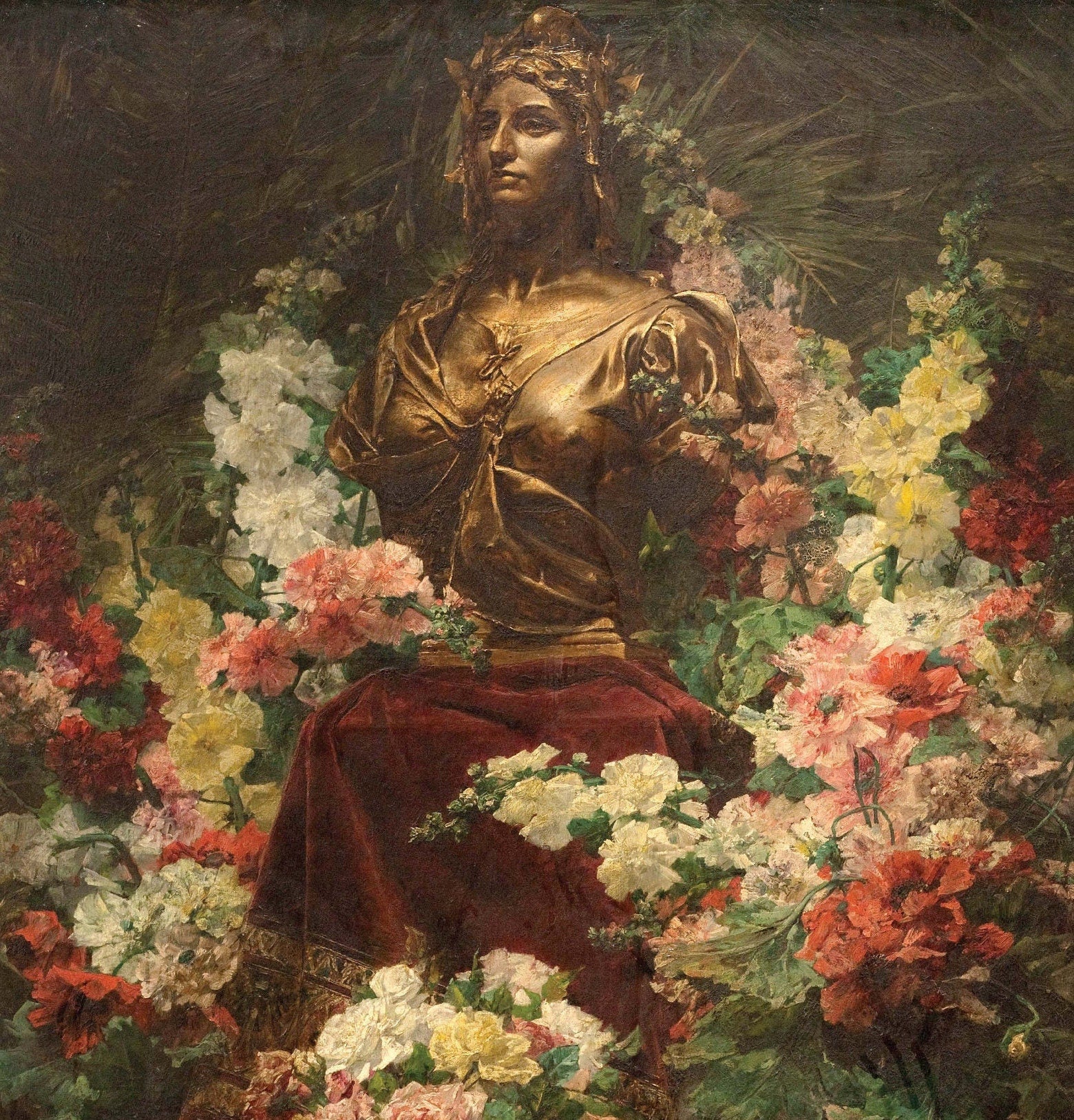 Floral & Gold Statue Decoupage Paper for Furniture - Rice Paper for Decoupage - Large Decoupage
