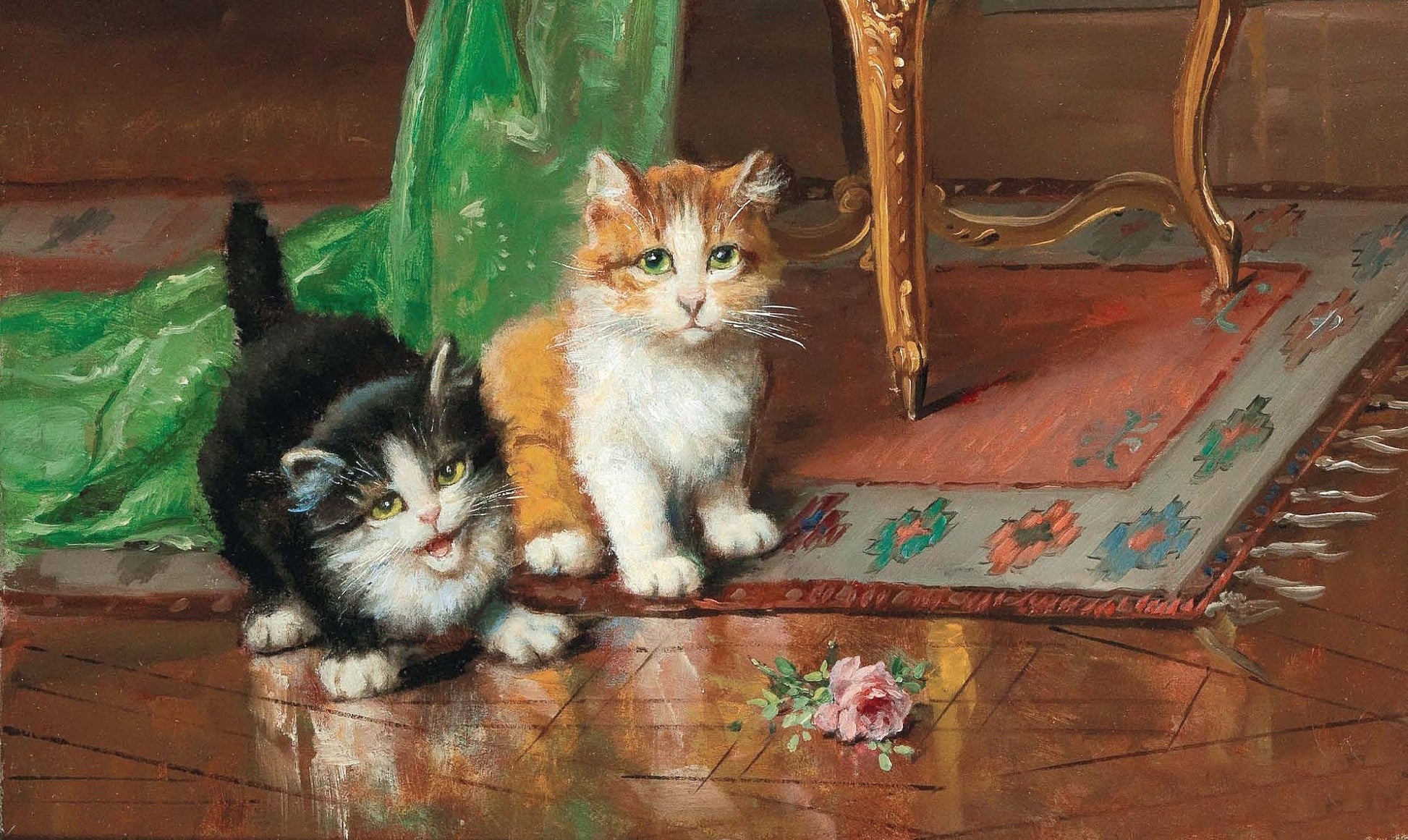 Yellow Kitten and Cat - Decoupage Paper for Furniture - Rice Paper - High Quality Decoupage [Pet Series]