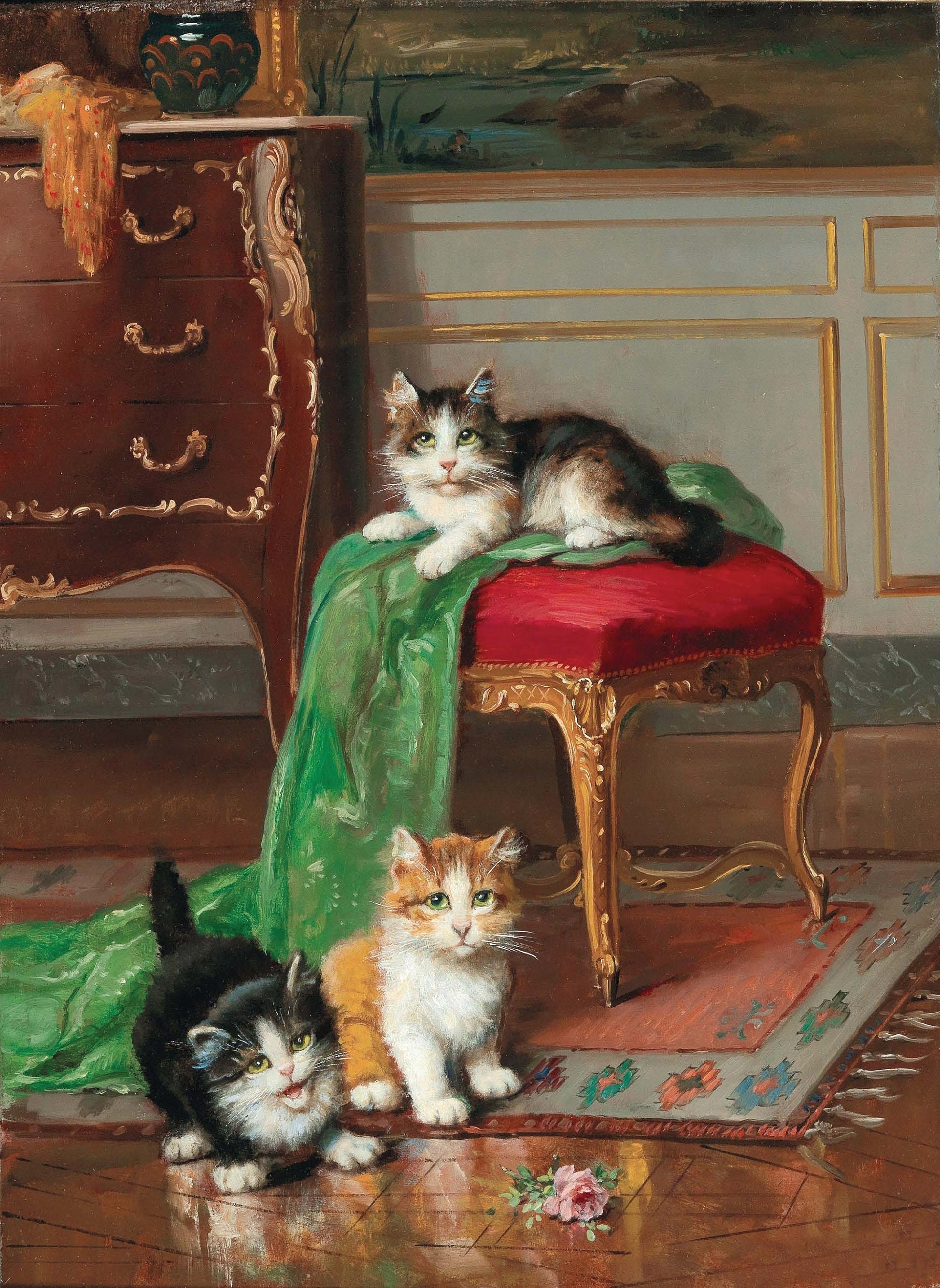 Yellow Kitten and Cat - Decoupage Paper for Furniture - Rice Paper - High Quality Decoupage [Pet Series]