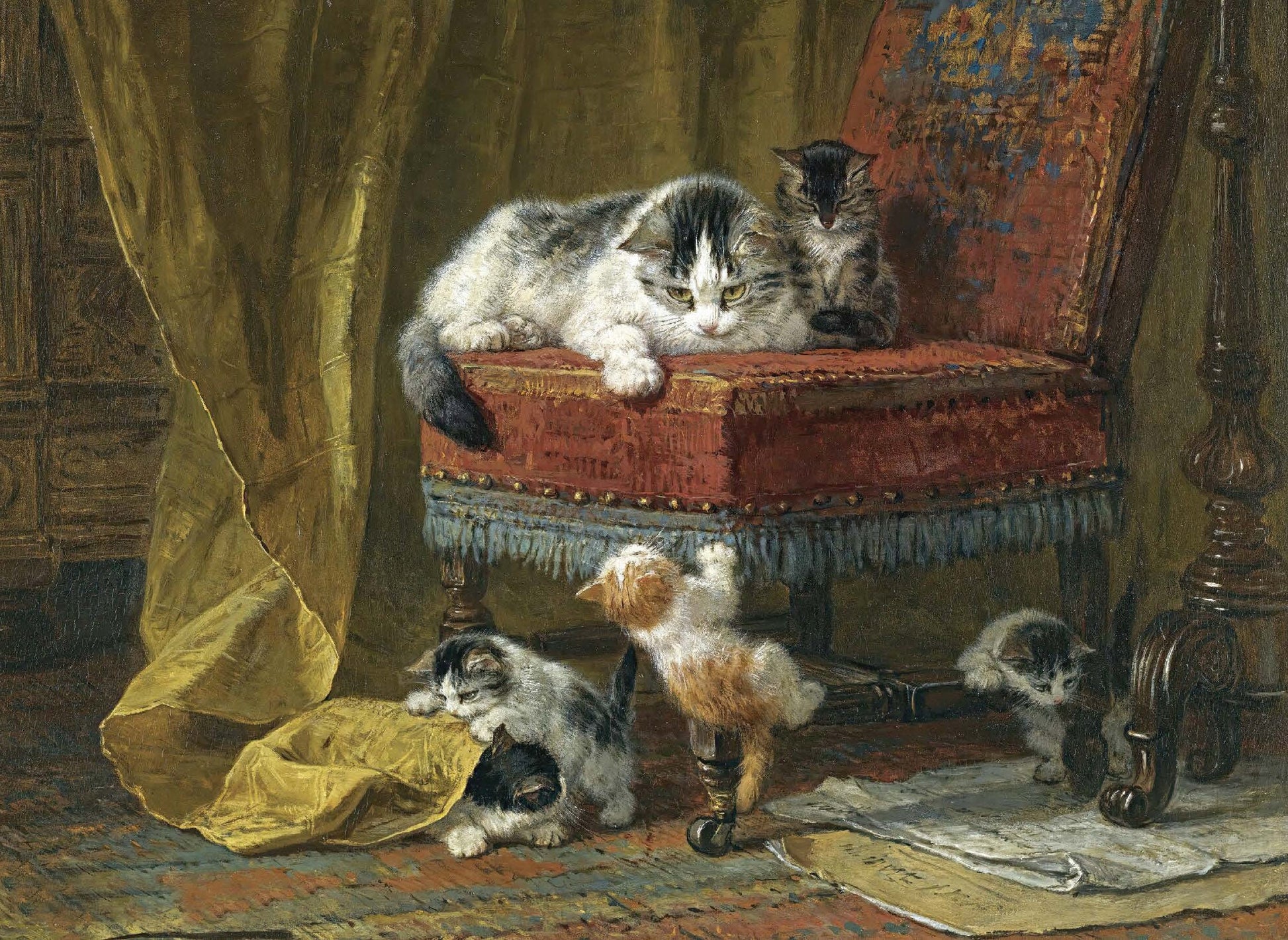 Yellow Kitten and Cat - Decoupage Paper for Furniture - Rice Paper - High Quality Decoupage [Pet Series]