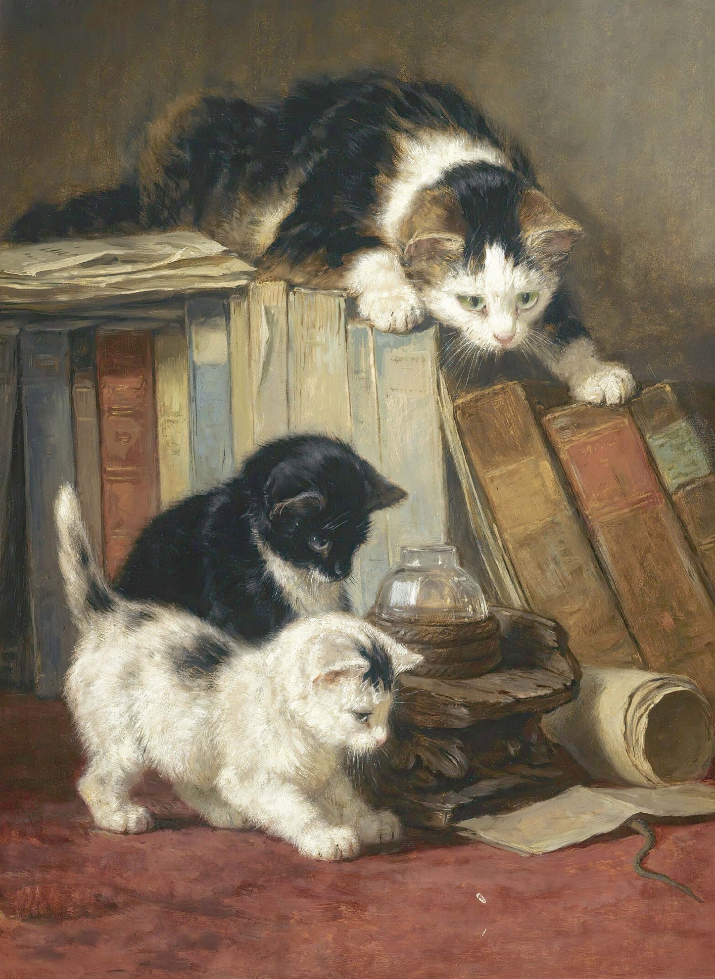 Kittens and Mother Cat - Decoupage Paper for Furniture - Rice Paper - Large Decoupage [Pet Series]
