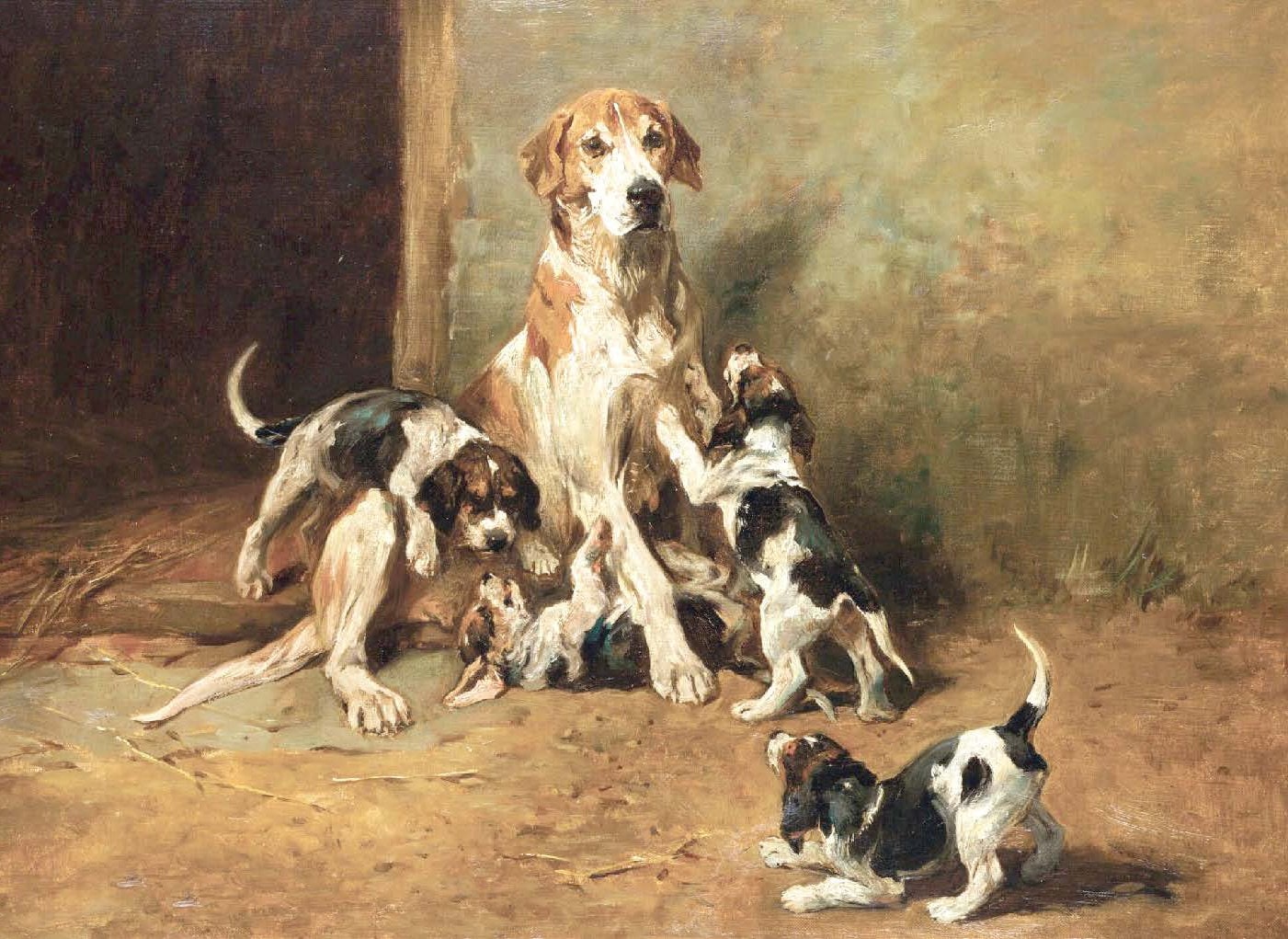 Puppies and Mother Dog - Decoupage Paper for Furniture - Rice Paper - Large Decoupage [Pet Series]