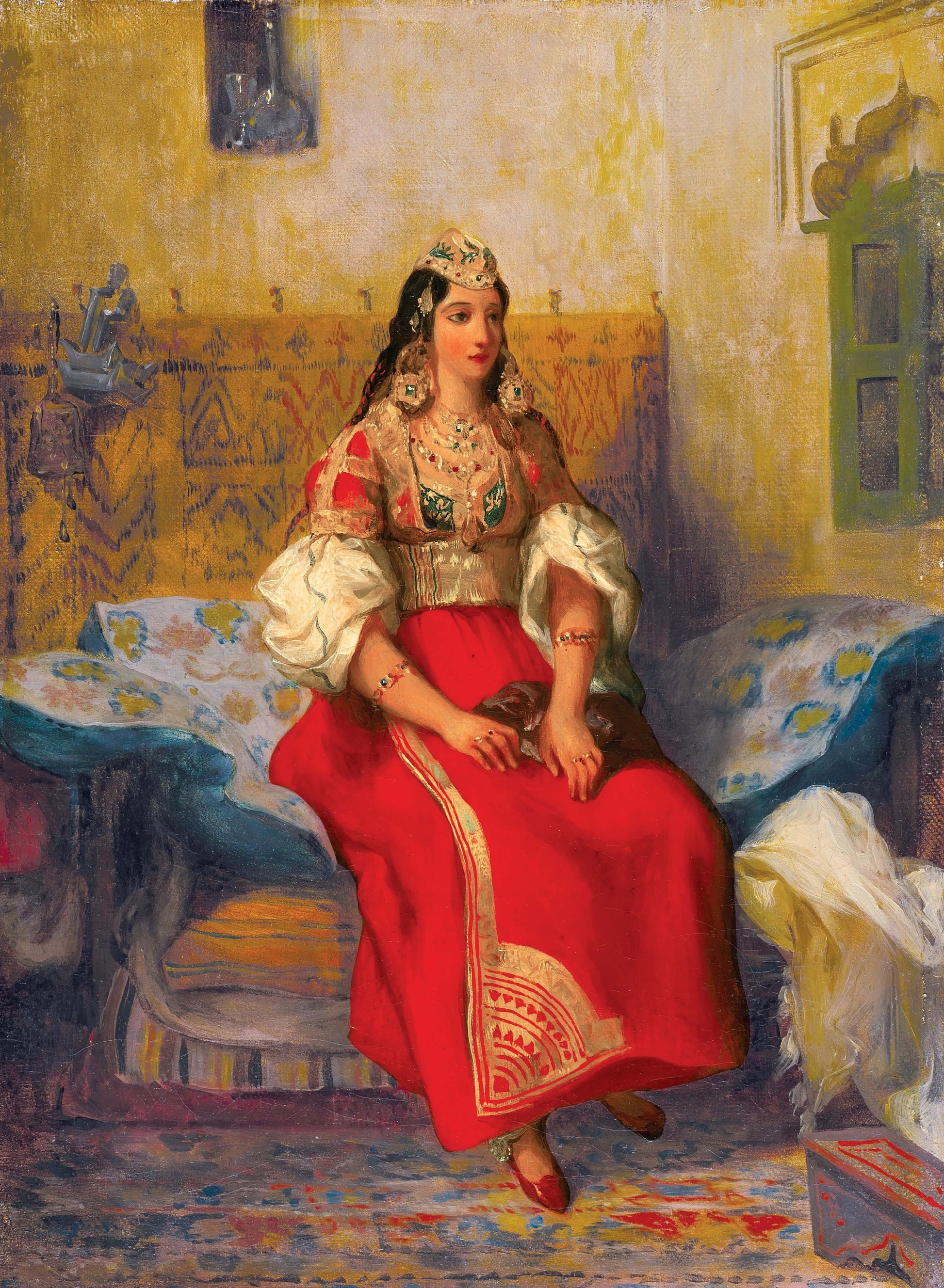 Beautiful Woman in Red Dress from East - Decoupage Paper for Furniture - Tissue Paper - Vintage Decoupage [Oriental Series]