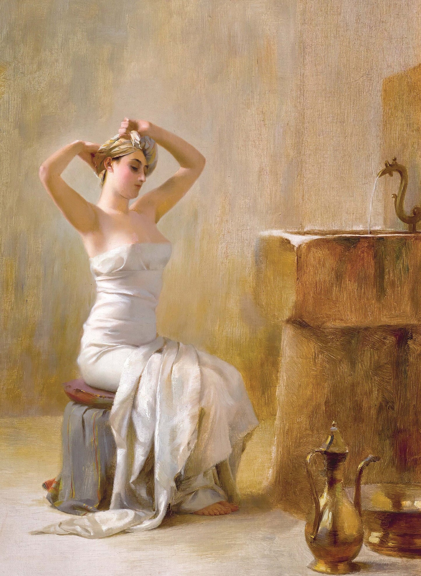 Beautiful Woman in Turkish Bath - Decoupage Paper for Furniture - Tissue Paper - Vintage Decoupage [Oriental Series]