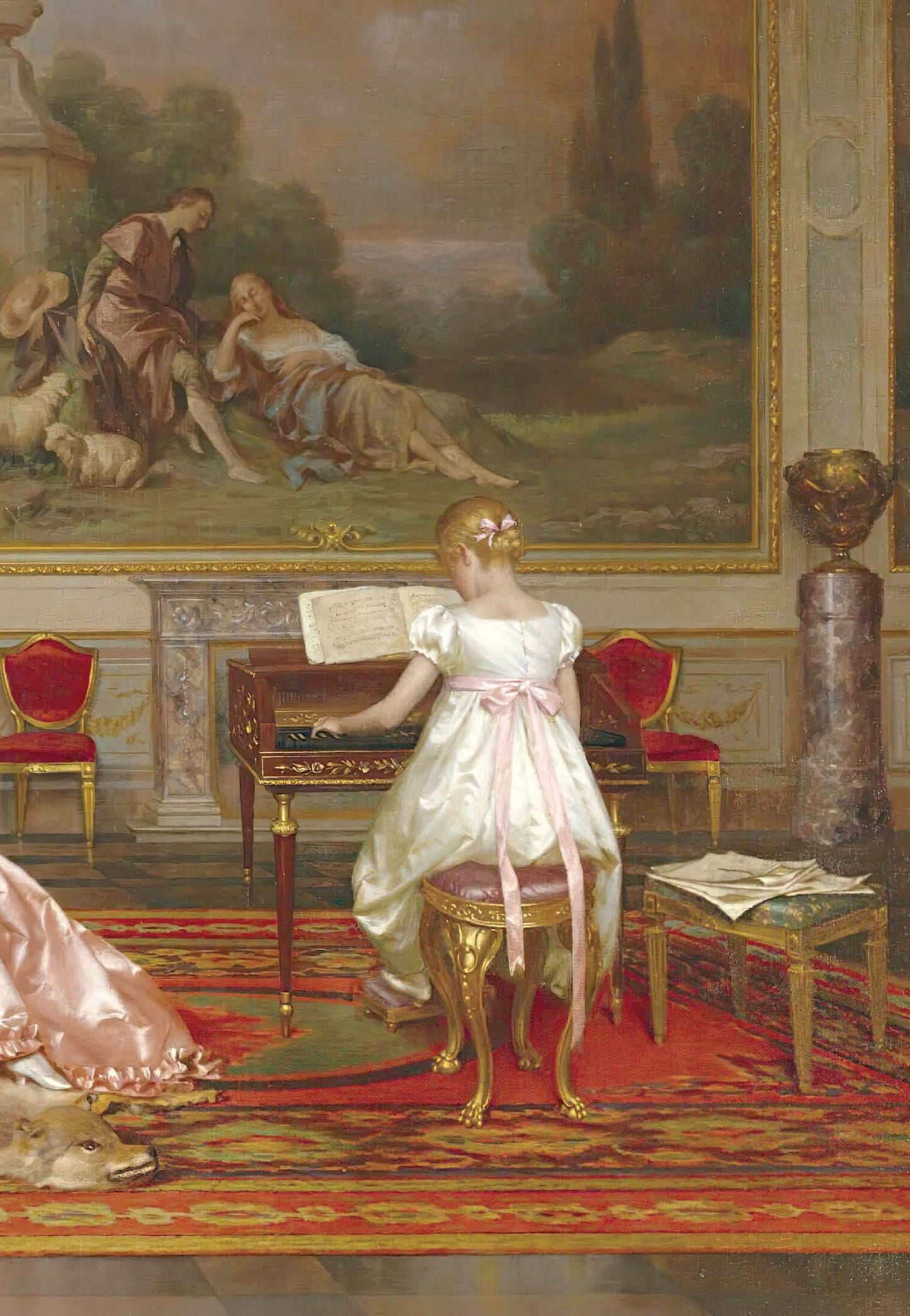 Girl Playing the Piano 1800s - Decoupage Paper for Furniture - Vintage Decoupage - Rice Paper for Craft [European Life Series]