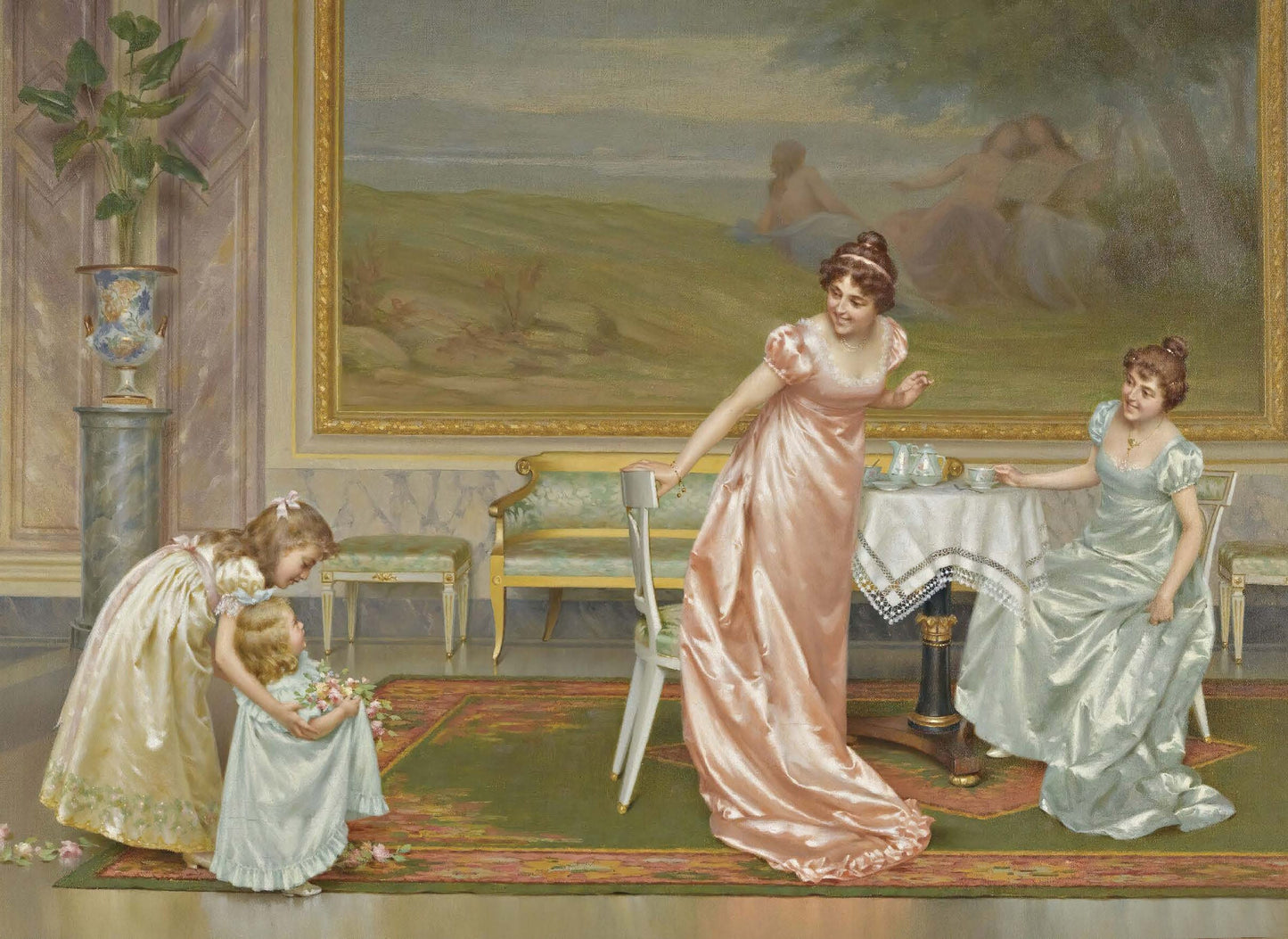 Mother and Children 1800s - Decoupage Paper for Furniture - Vintage Decoupage - Rice Paper for Craft [European Life Series]