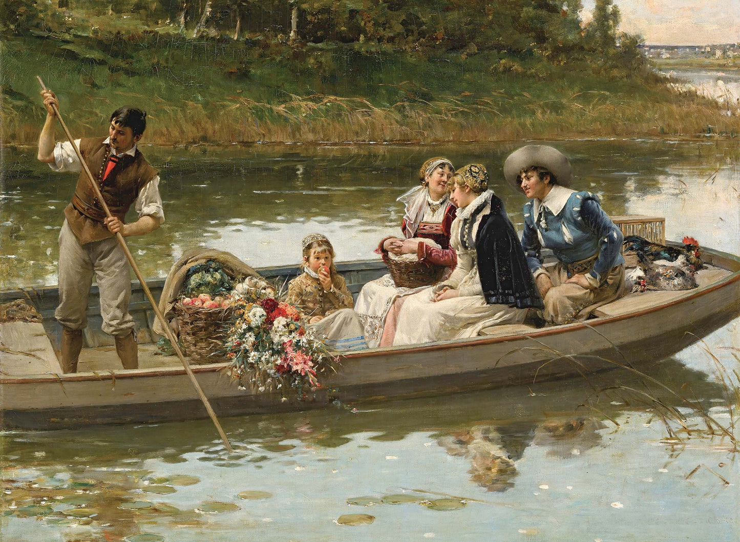 Boating on the River - Victorian Era - Decoupage Paper for Furniture - Vintage Decoupage - Rice Paper for Craft [European Life Series]