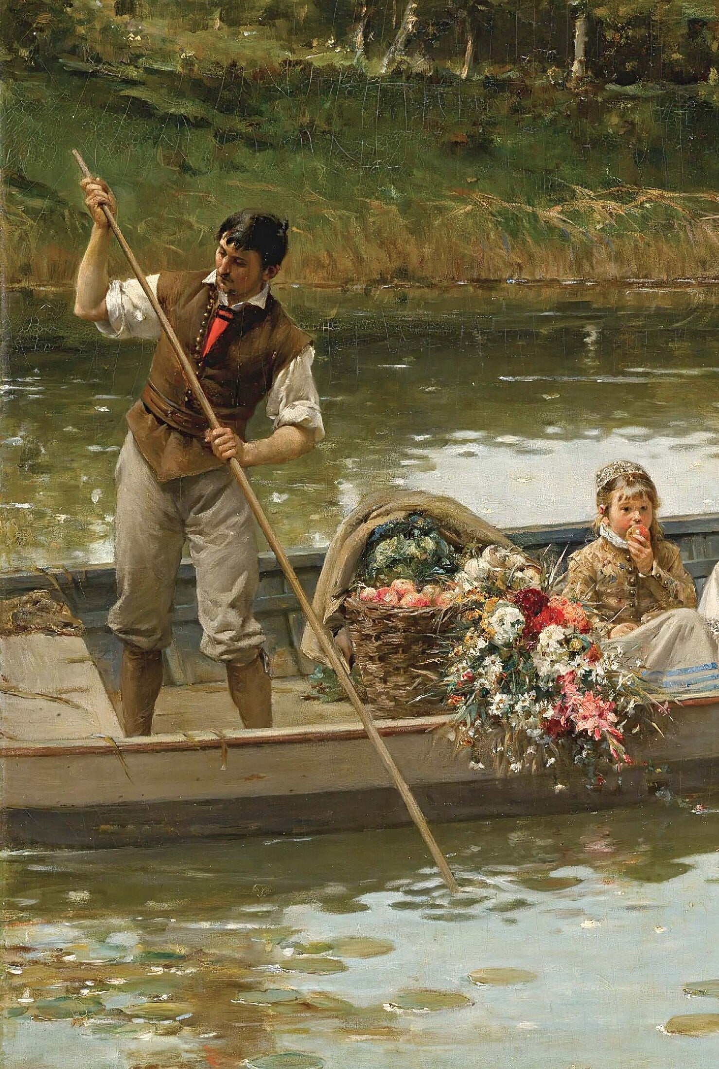 Boating on the River - Victorian Era - Decoupage Paper for Furniture - Vintage Decoupage - Rice Paper for Craft [European Life Series]