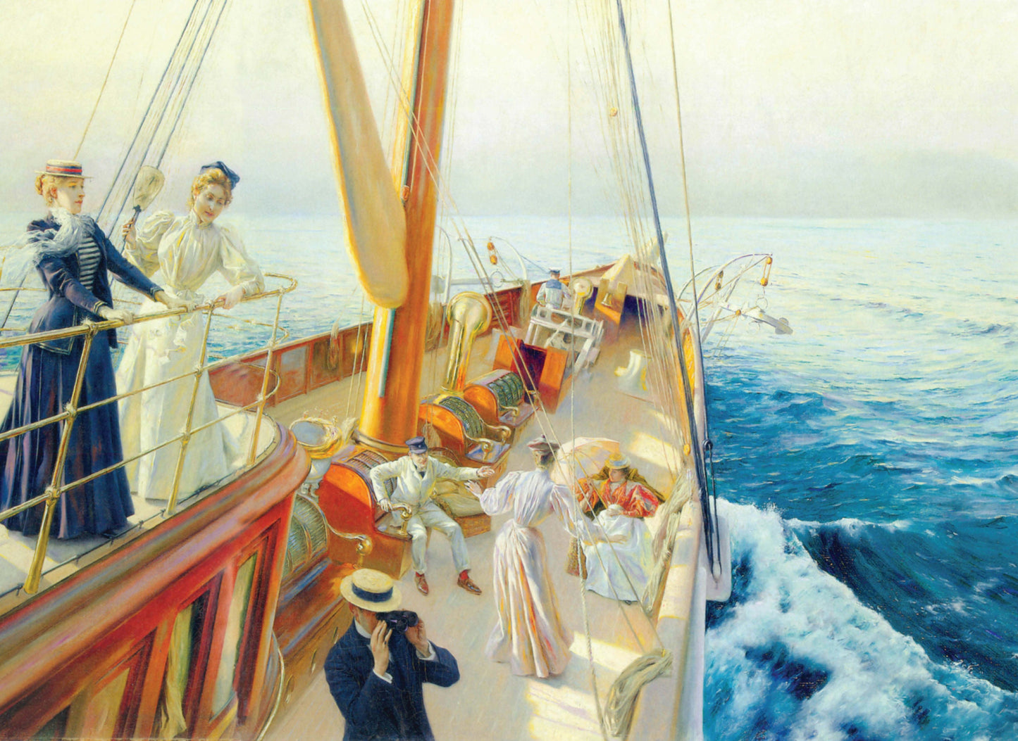 Boat Ride with Ladies - Sea - Decoupage Paper for Furniture - Vintage Decoupage - Antique [European Life Series]
