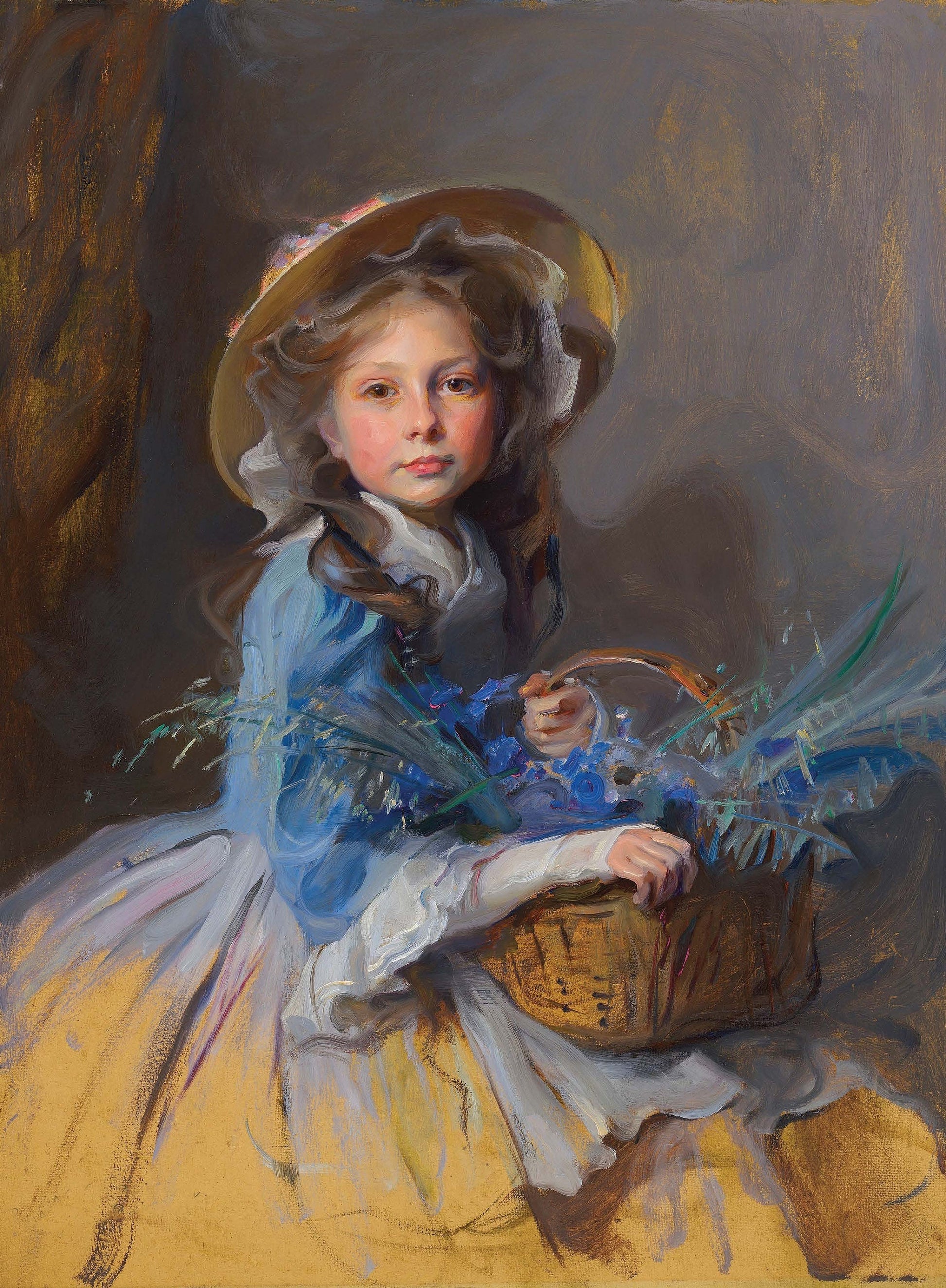 Little Girl with Flower Basket - Large Decoupage Paper for Furniture - Vintage Decoupage - Rice Paper