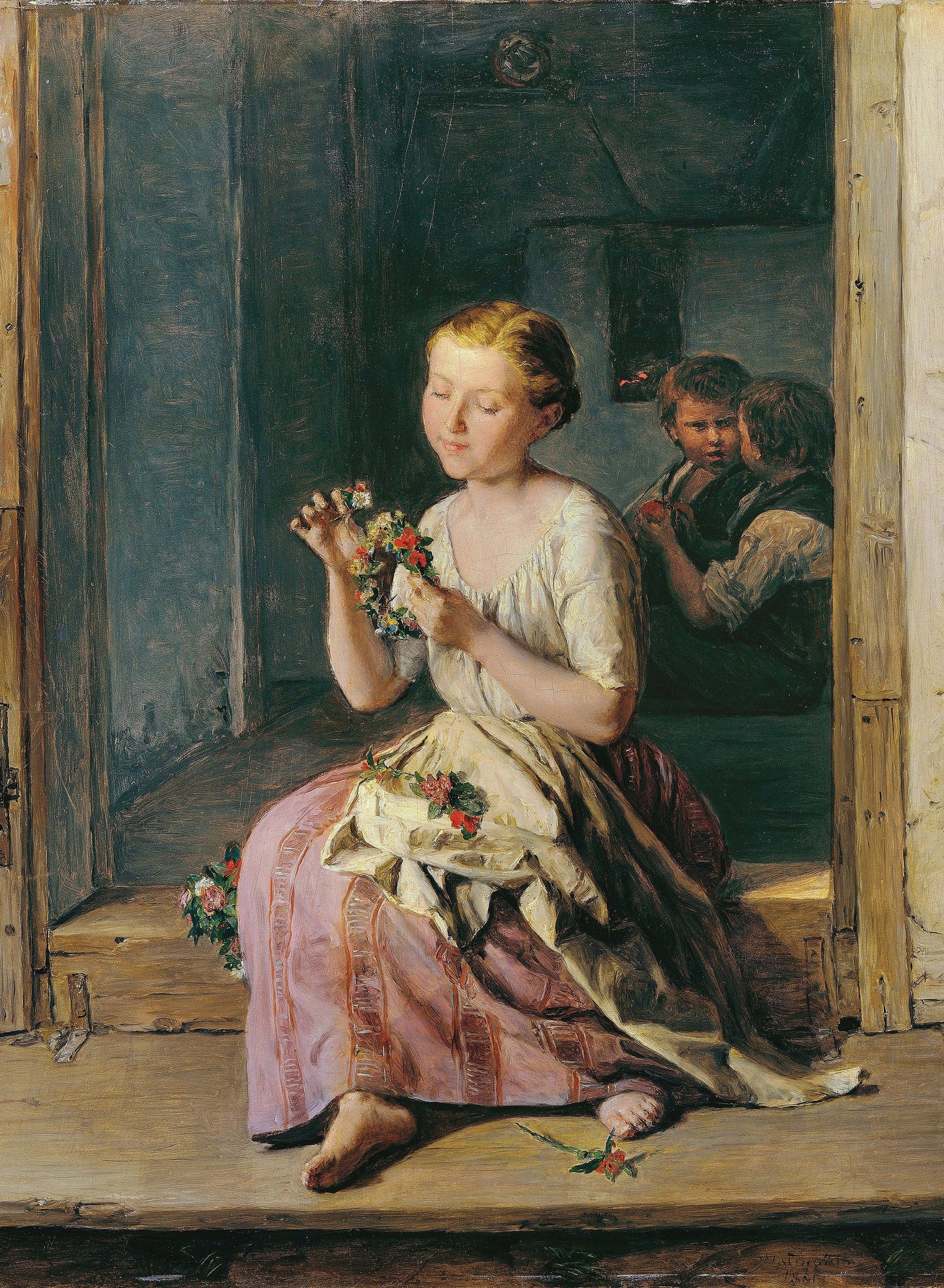 Little Girl with Flowers Decoupage Paper - Vintage Furniture Rice Paper