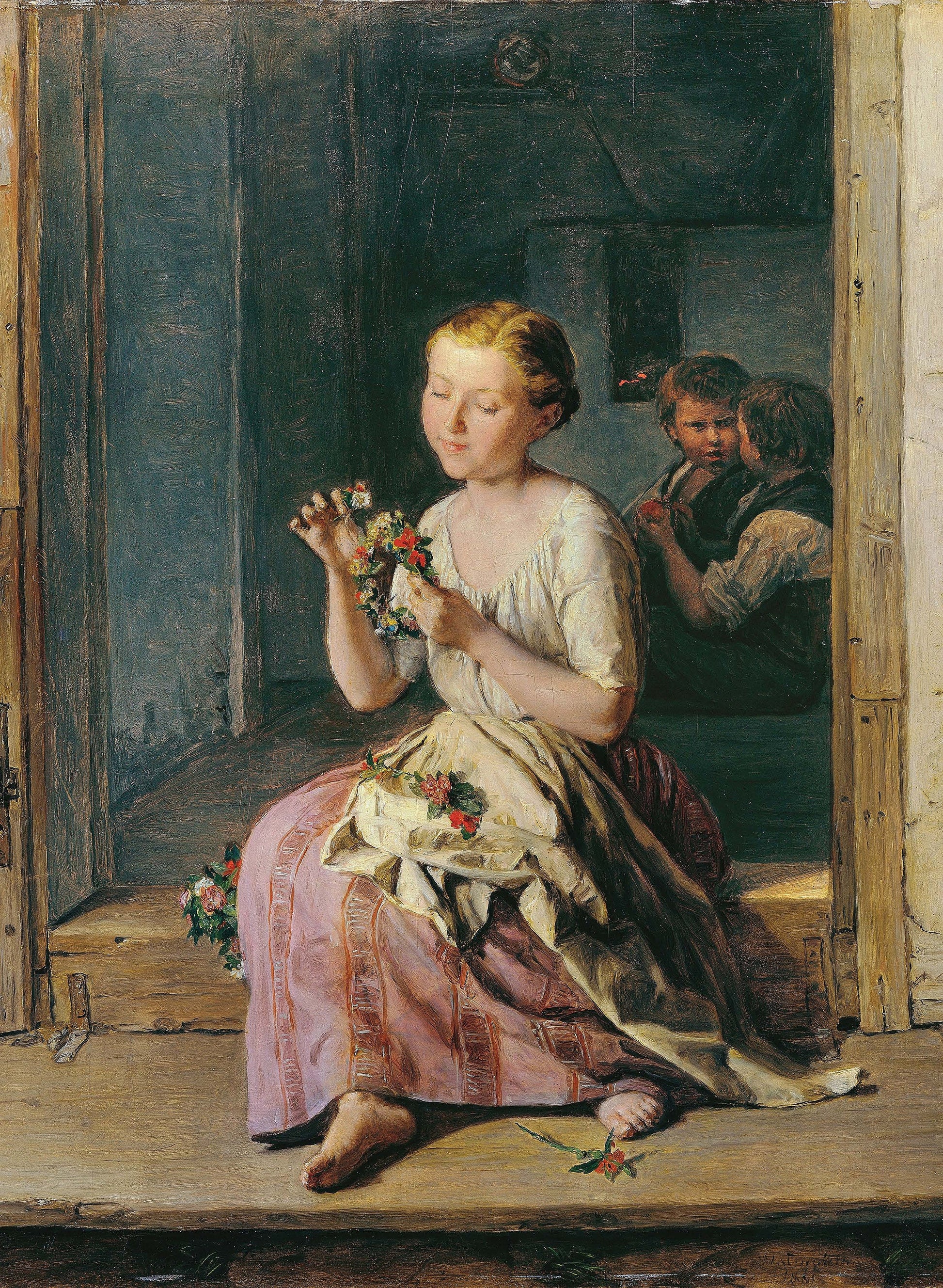 Little Girl with Flowers Decoupage Paper - Vintage Furniture Rice Paper