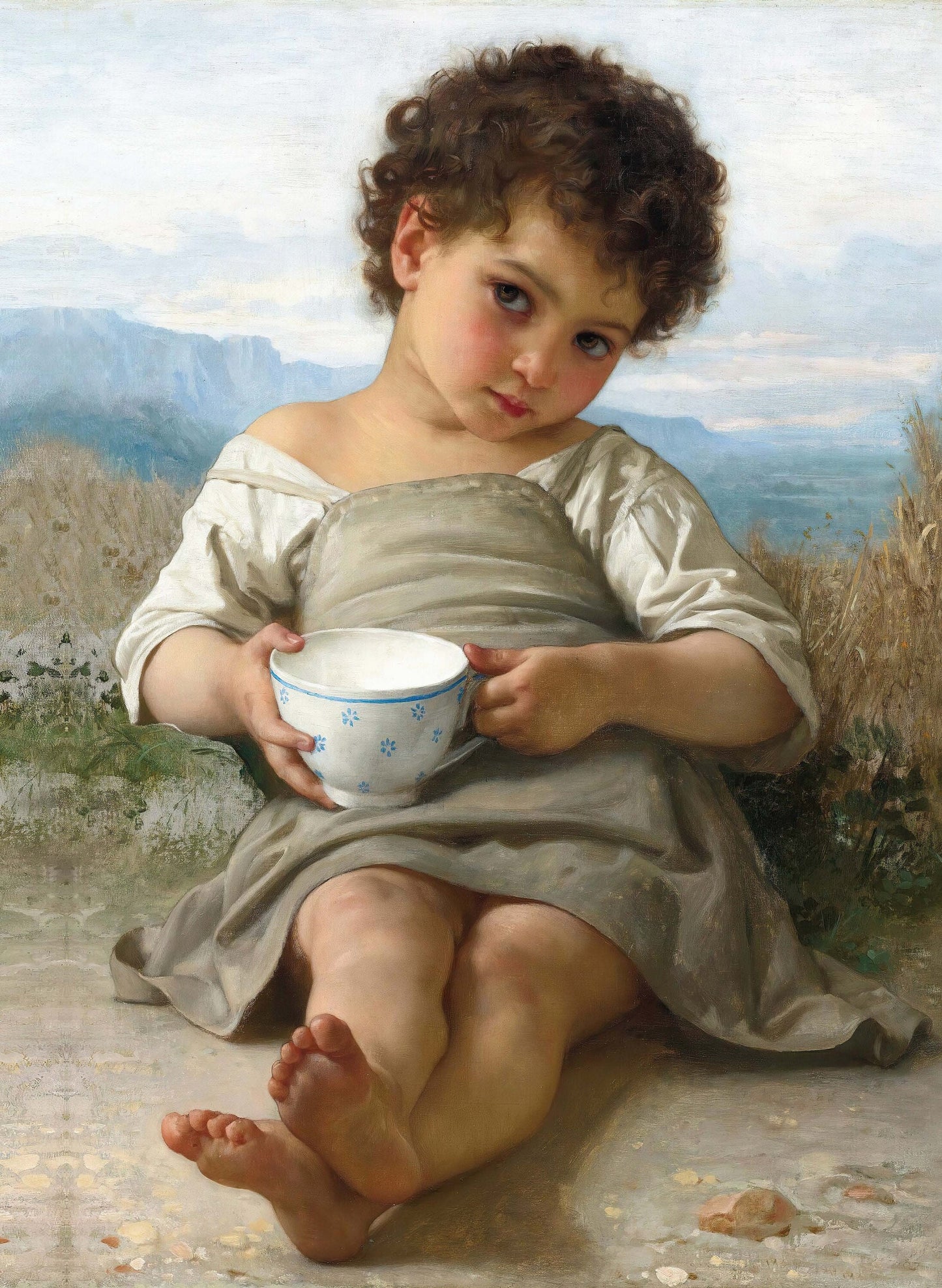 Little Girl with Cup - Coffee - Large Decoupage Paper for Furniture - Vintage Decoupage - Rice Paper