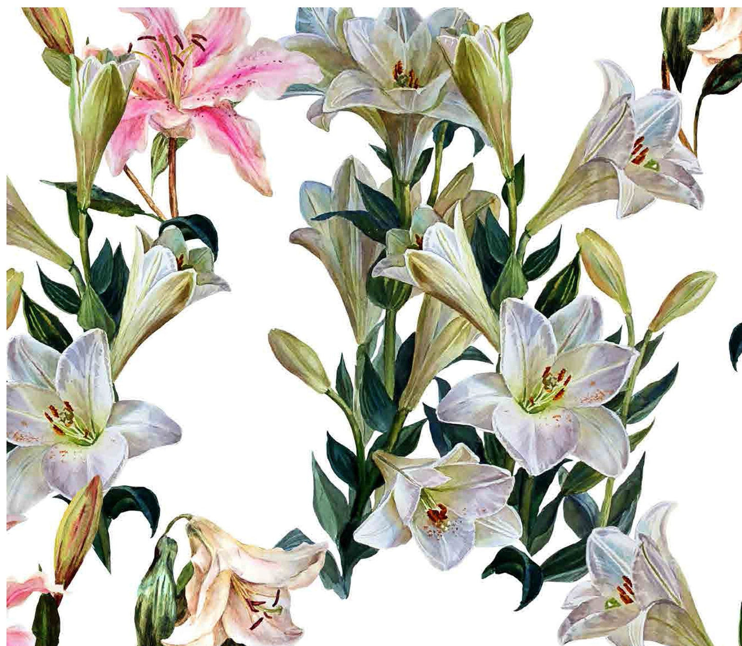 White Lily Decoupage Paper - Floral Rice Paper for Furniture