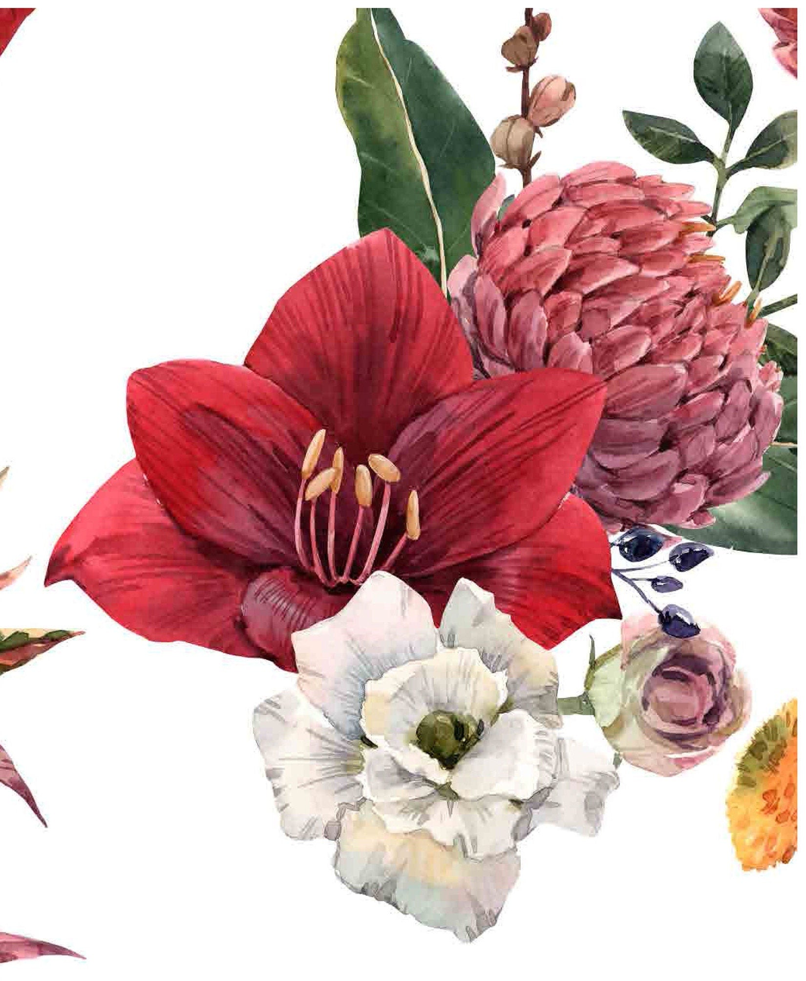 Red Lily - Roses - Flowers - Floral Decoupage - Large Decoupage Paper for Furniture - Rice Paper for Decoupage