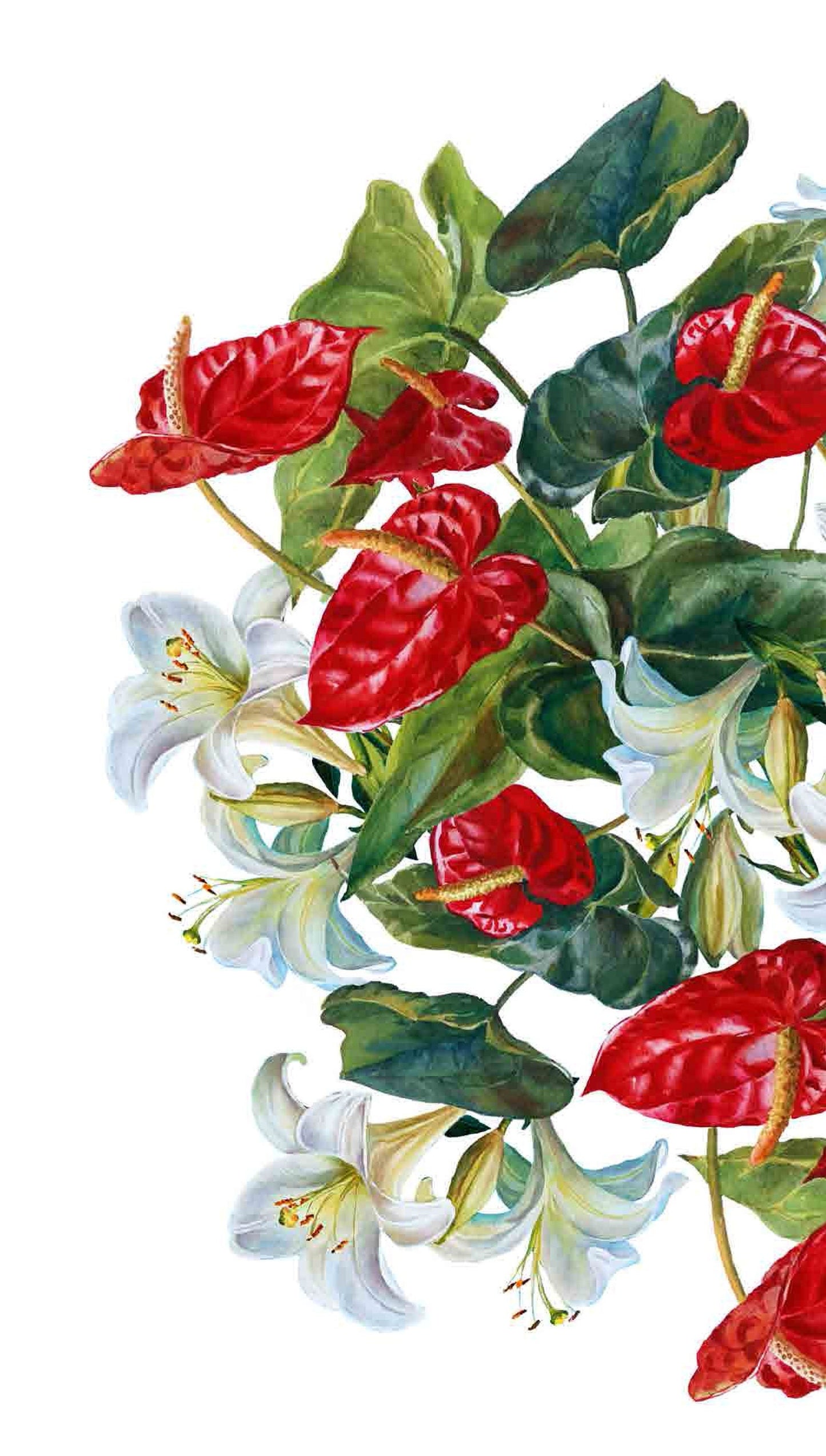 Red Flowers - Floral Decoupage - Large Decoupage Paper for Furniture - Rice Paper