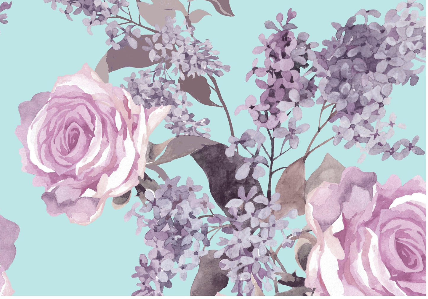 Flowers - Turquois - Decoupage Paper for Furniture - Floral Craft Paper - Wrapping Paper - Tissue Paper - Printed Packing Paper