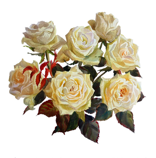 White Roses - Large Decoupage Paper for Furniture - Floral Craft Paper - Wrapping Paper - Tissue Paper - Printed Packing Paper