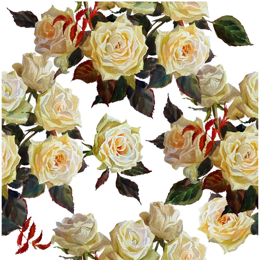 White Roses - Large Decoupage Paper for Furniture - Floral Craft Paper - Wrapping Paper - Tissue Paper - Printed Packing Paper