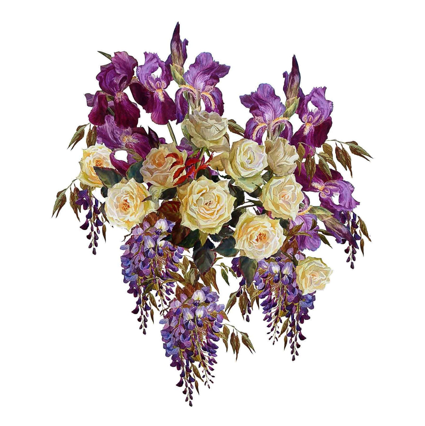 White and Purple Flowers - Large Decoupage Paper for Furniture - Floral Craft Paper - Wrapping Paper - Tissue Paper - Printed Packing Paper